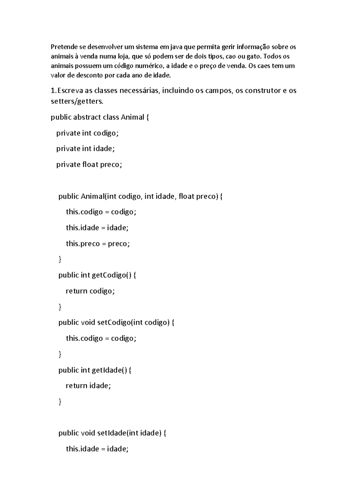 Testes PO - teste de po - Pretende se desenvolver um sistema em java ...