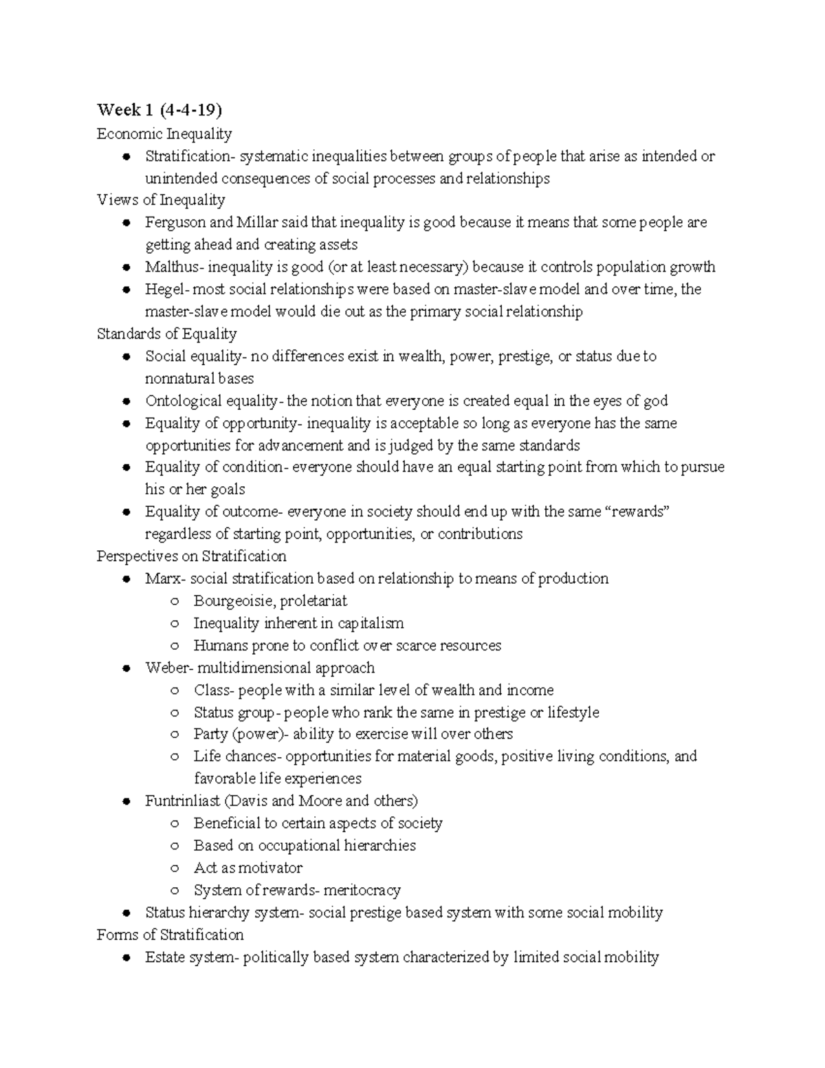 Final Lecture Notes - Week 1 (4-4-19) Economic Inequality ...