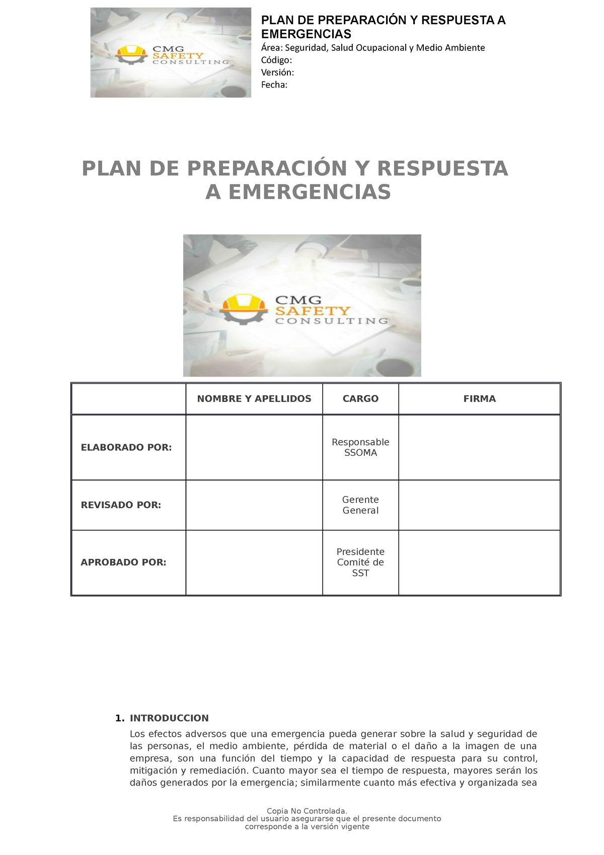 Plan Respuesta Y Preparación A Emergencias (Mejorado) (1) - PLAN DE ...