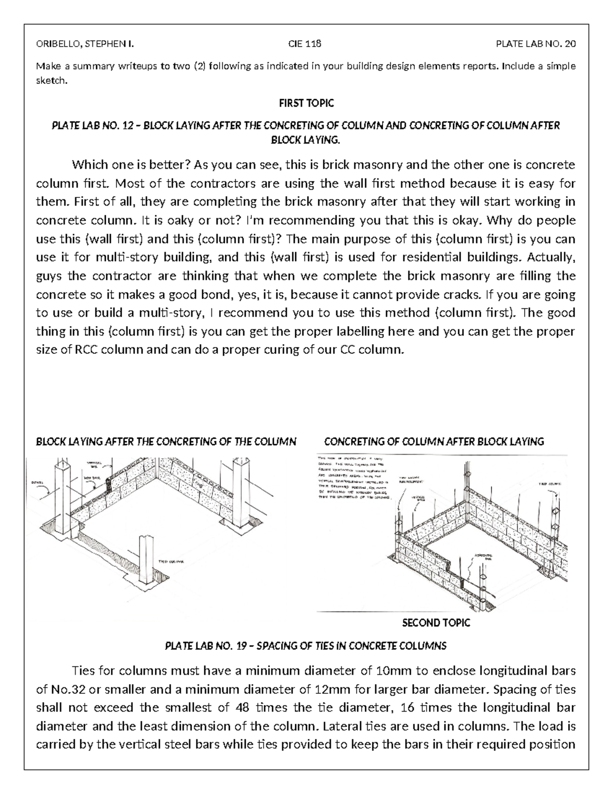Oribello - ORIBELLO, STEPHEN I. CIE 118 PLATE LAB NO. 20 Make a summary ...