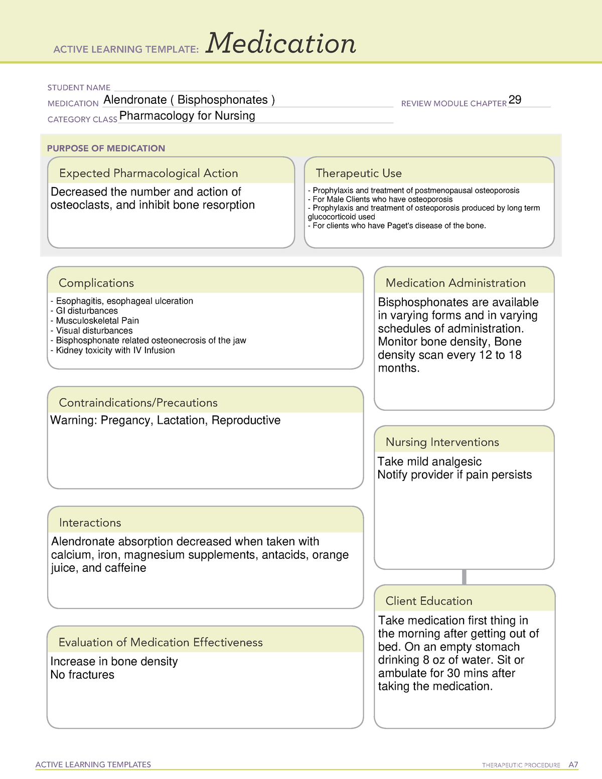 Alendronate Template - medication - ACTIVE LEARNING TEMPLATES ...
