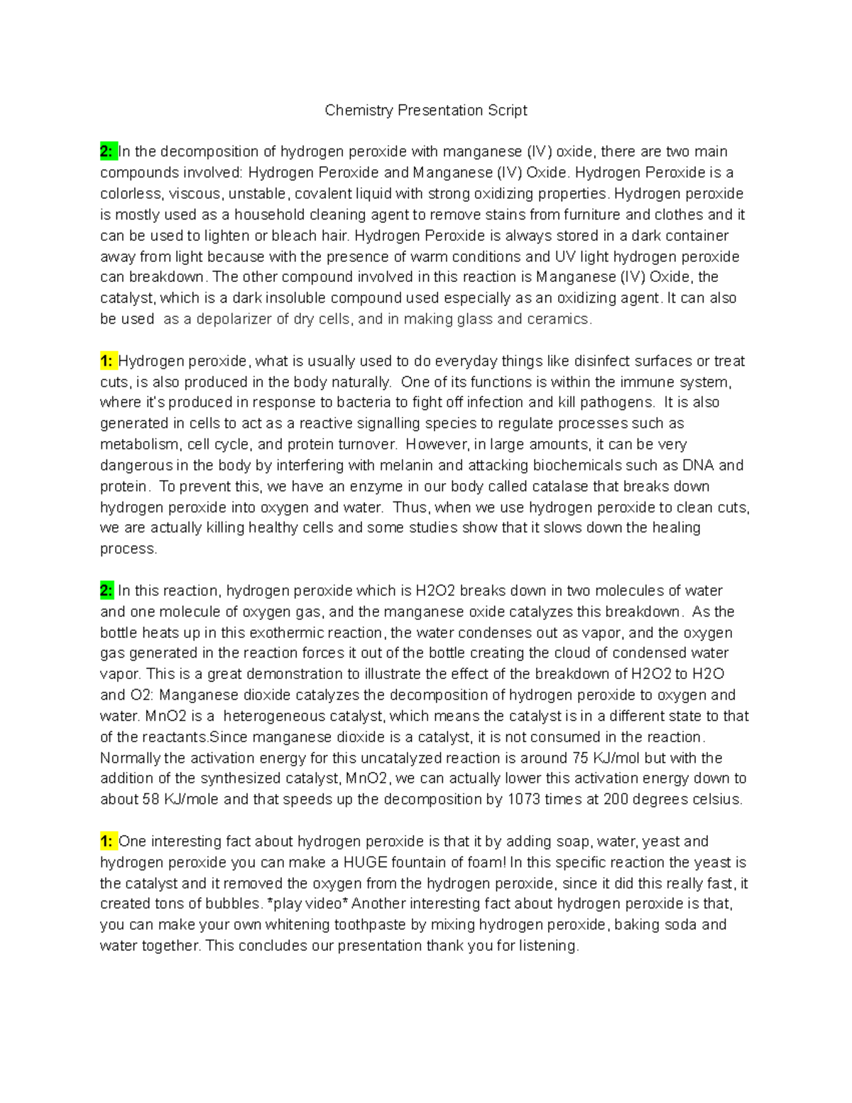 Chem Bio script Chemistry Presentation Script 2 In the