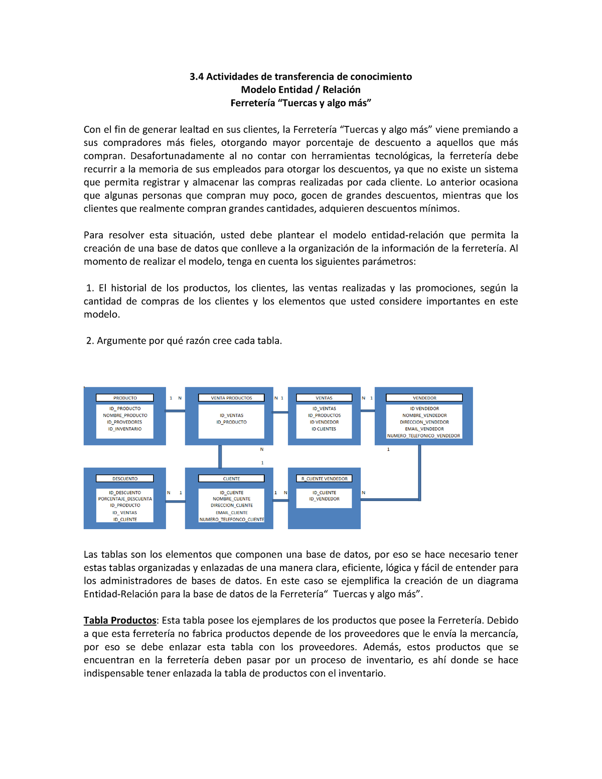 Toaz - desarrollo actividad - 3 Actividades de transferencia de  conocimiento Modelo Entidad / - Studocu