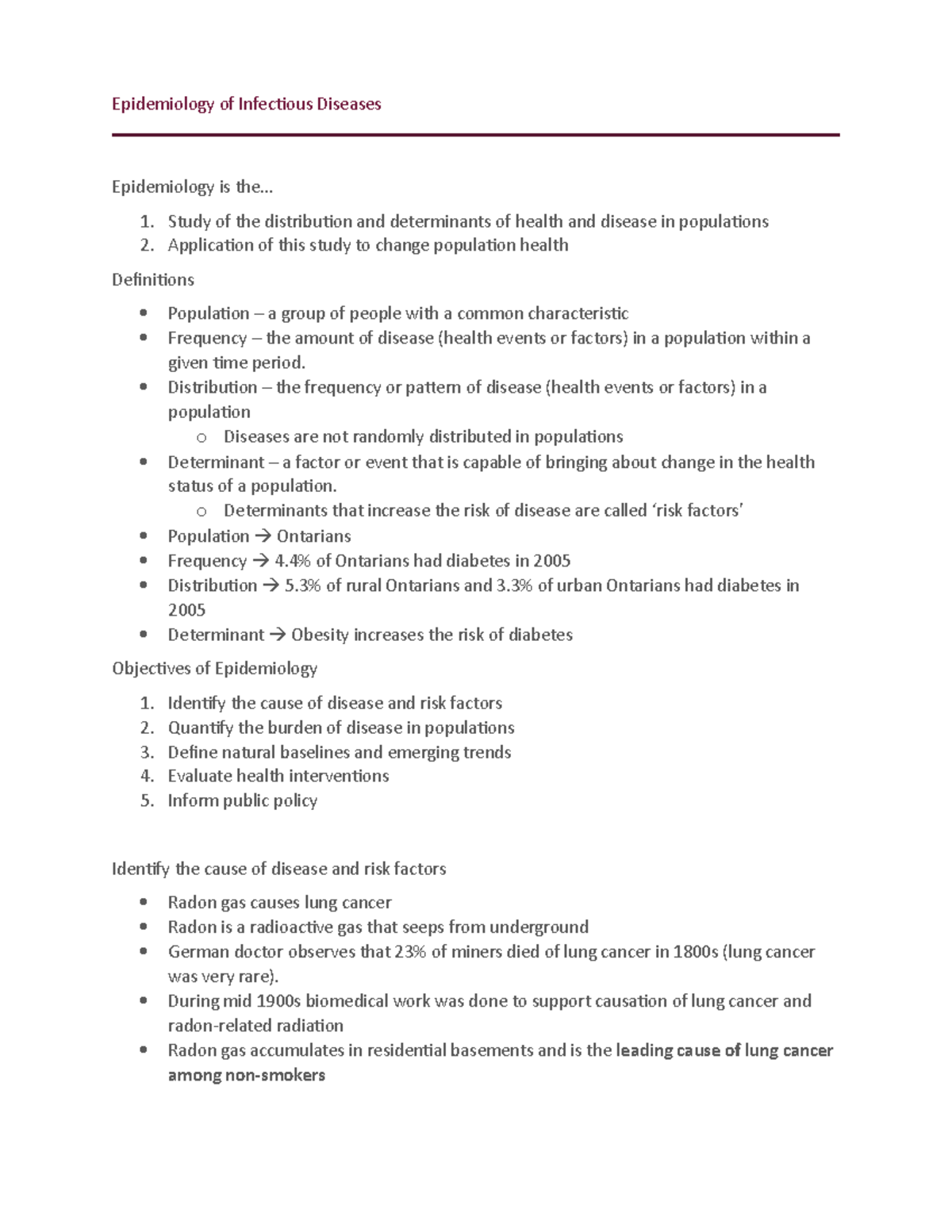 Epidemiology of Infectious Diseases Epidemiology of Infectious