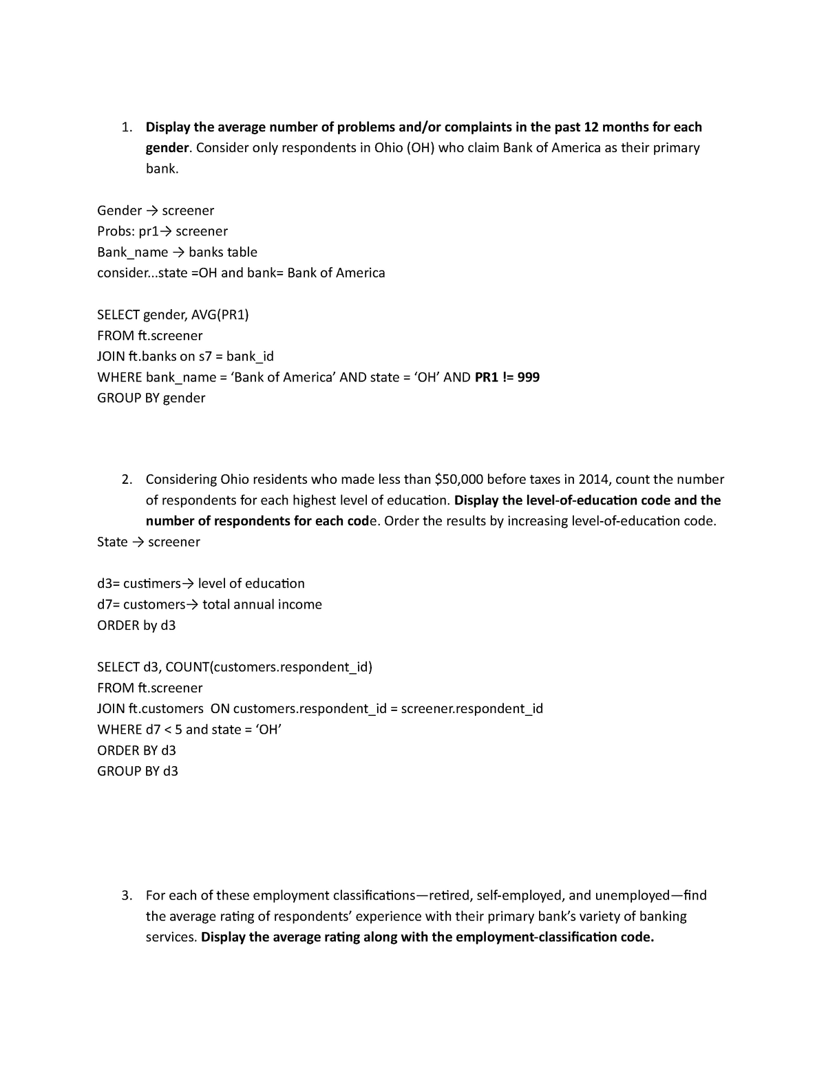 SQL Review for Exam - 1. Display the average number of problems ...