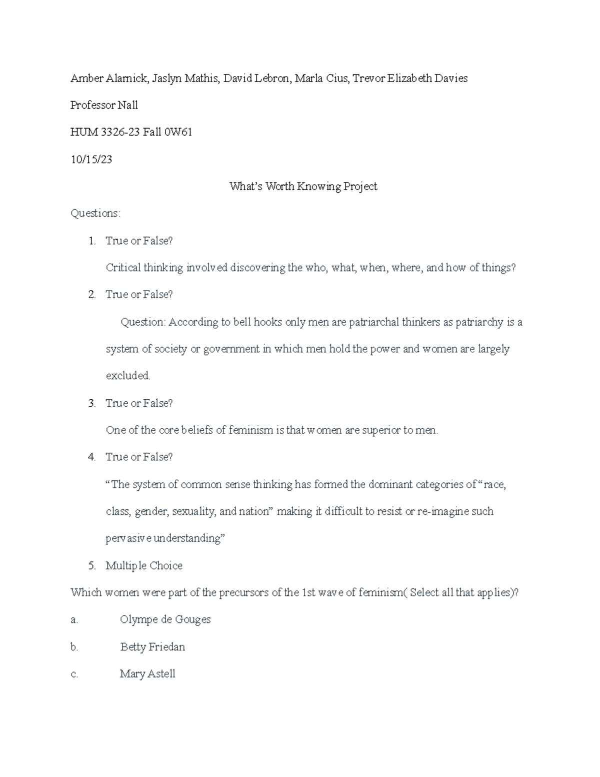 Whats Project - paper - Amber Alarnick, Jaslyn Mathis, David Lebron ...