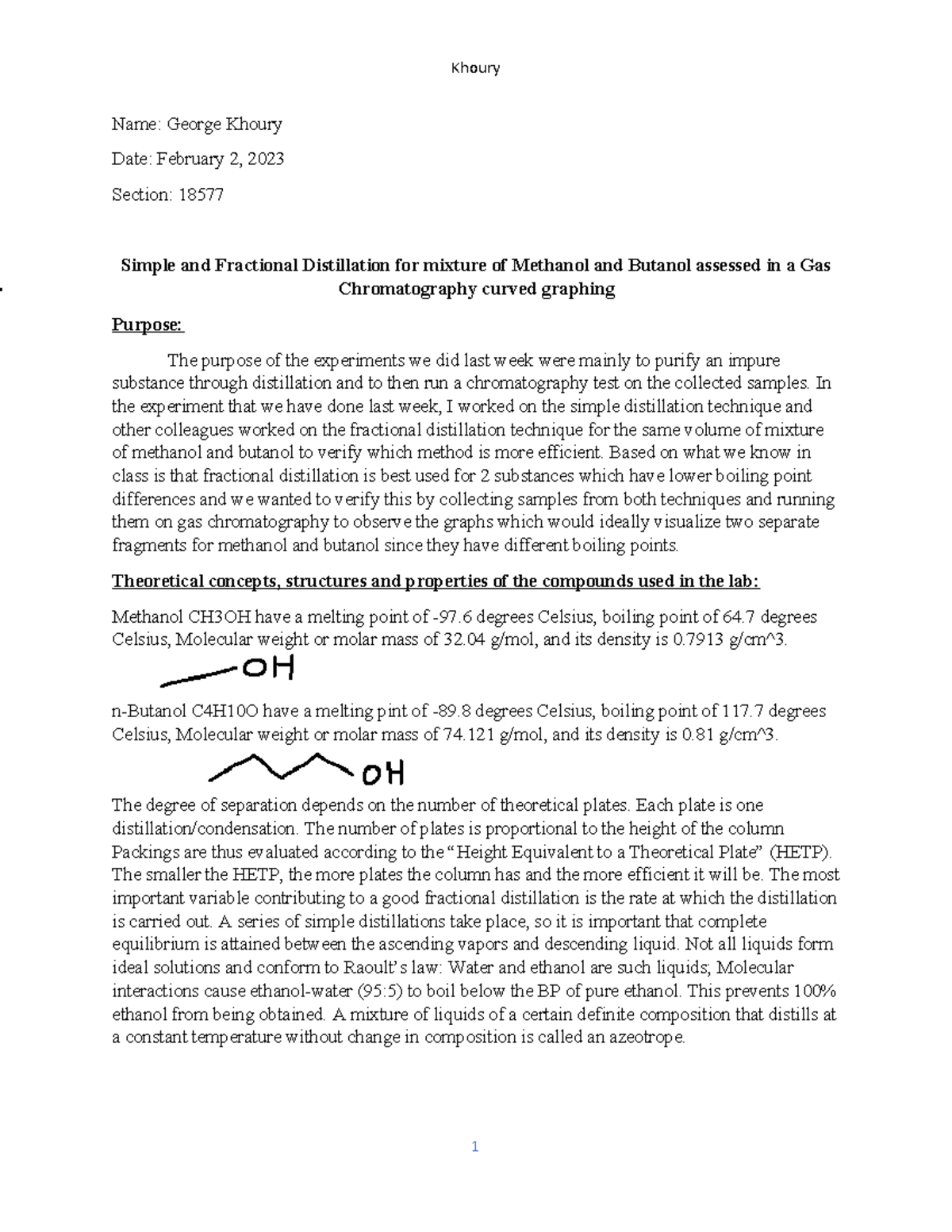 Lab report week 3 pdf Simple and Fractional Distillation for a