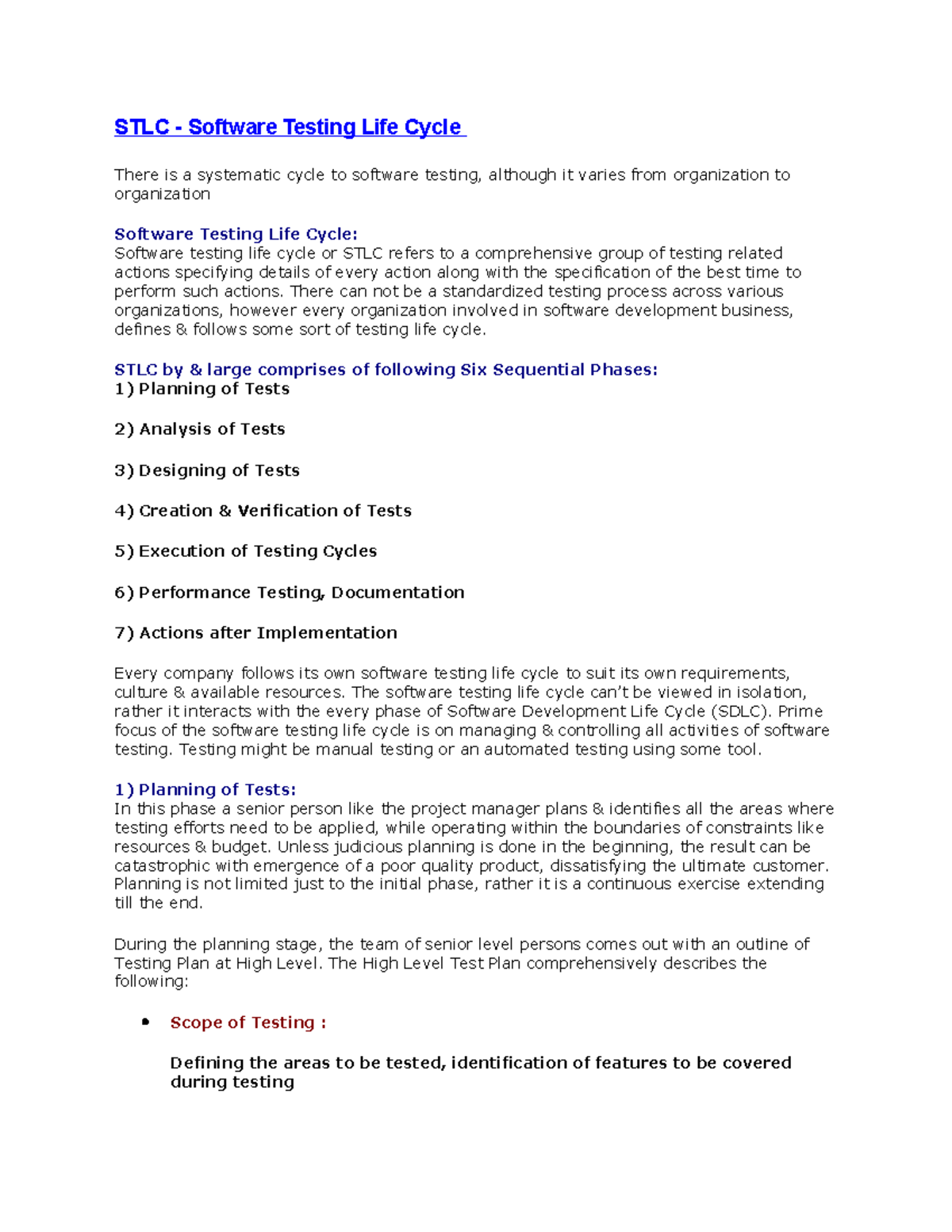 Software Testing Life Cycle (STLC) - STLC - Software Testing Life Cycle ...