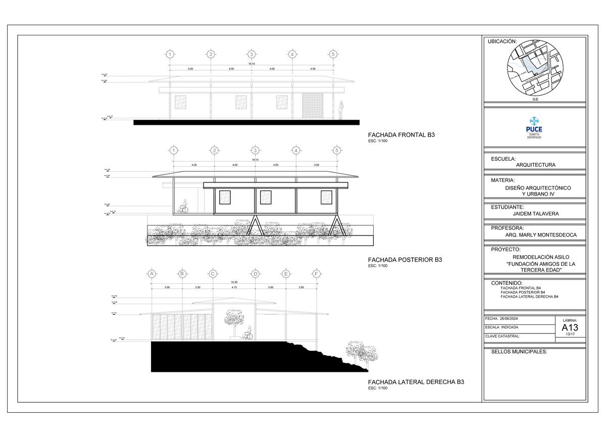 Proyecto Asilo Planos Jaidem Talavera Fachadas B4 4 4 4 4 16 N