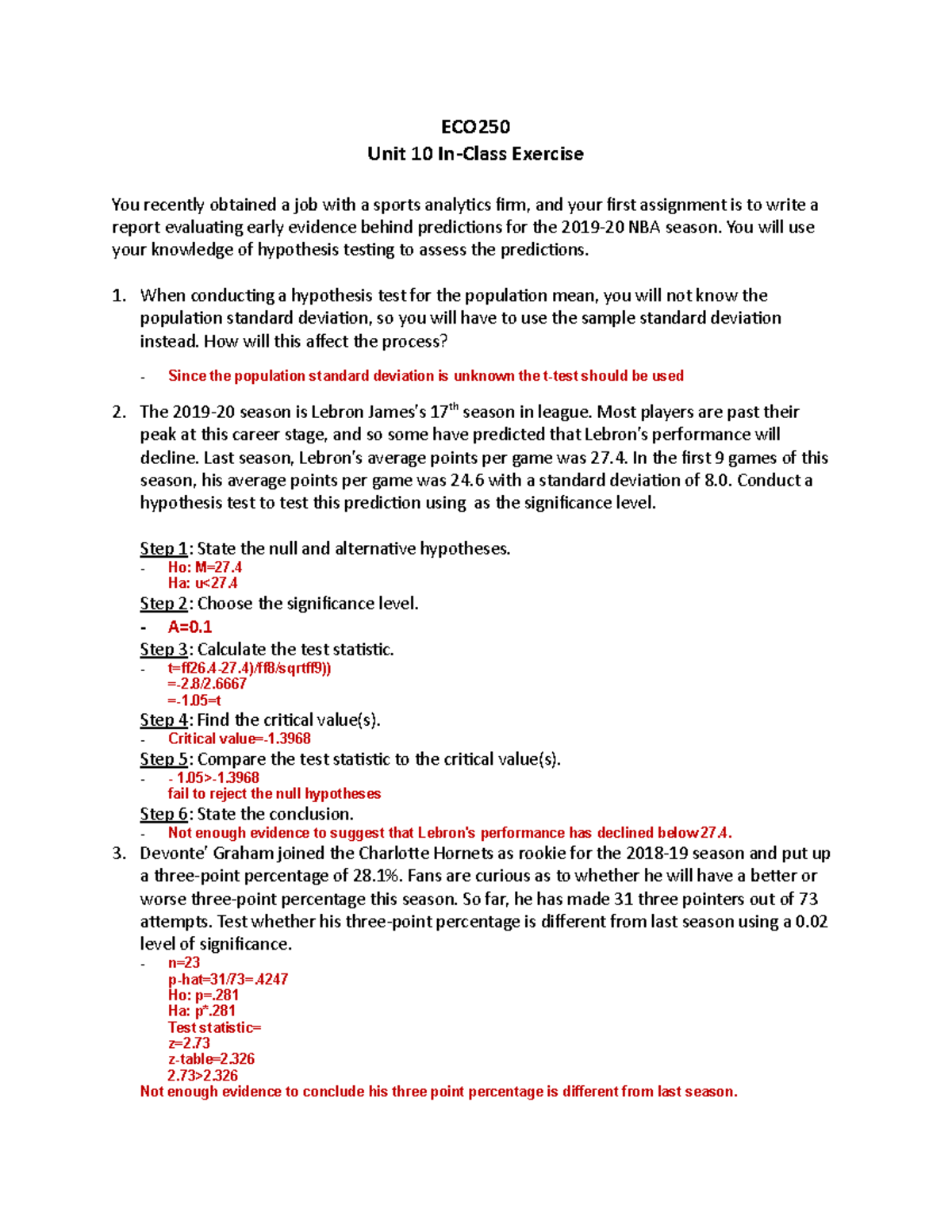 ECO250 Unit10 In-Class Exercise - ECO Unit 10 In-Class Exercise You ...