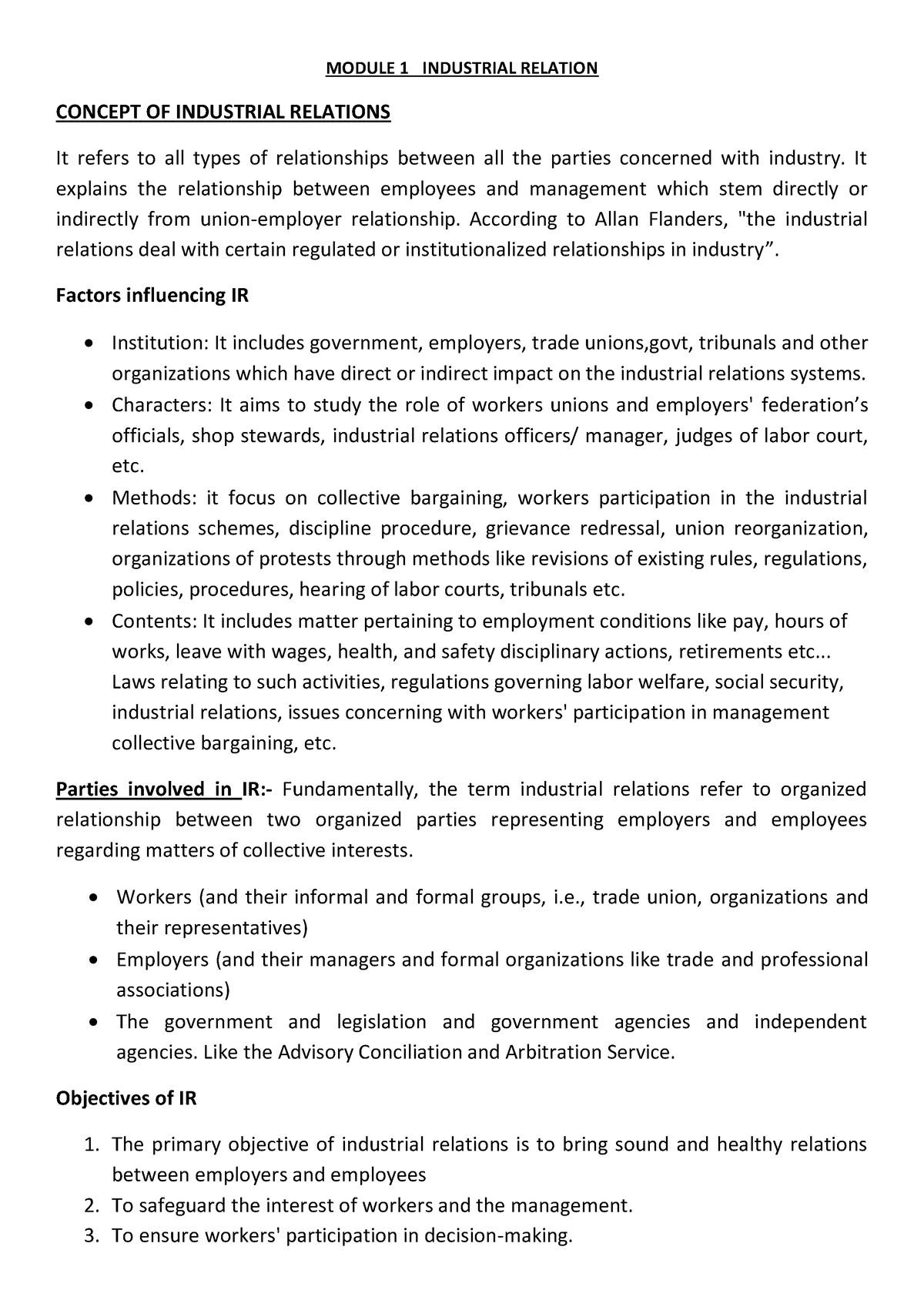 short case study on industrial relations with solution