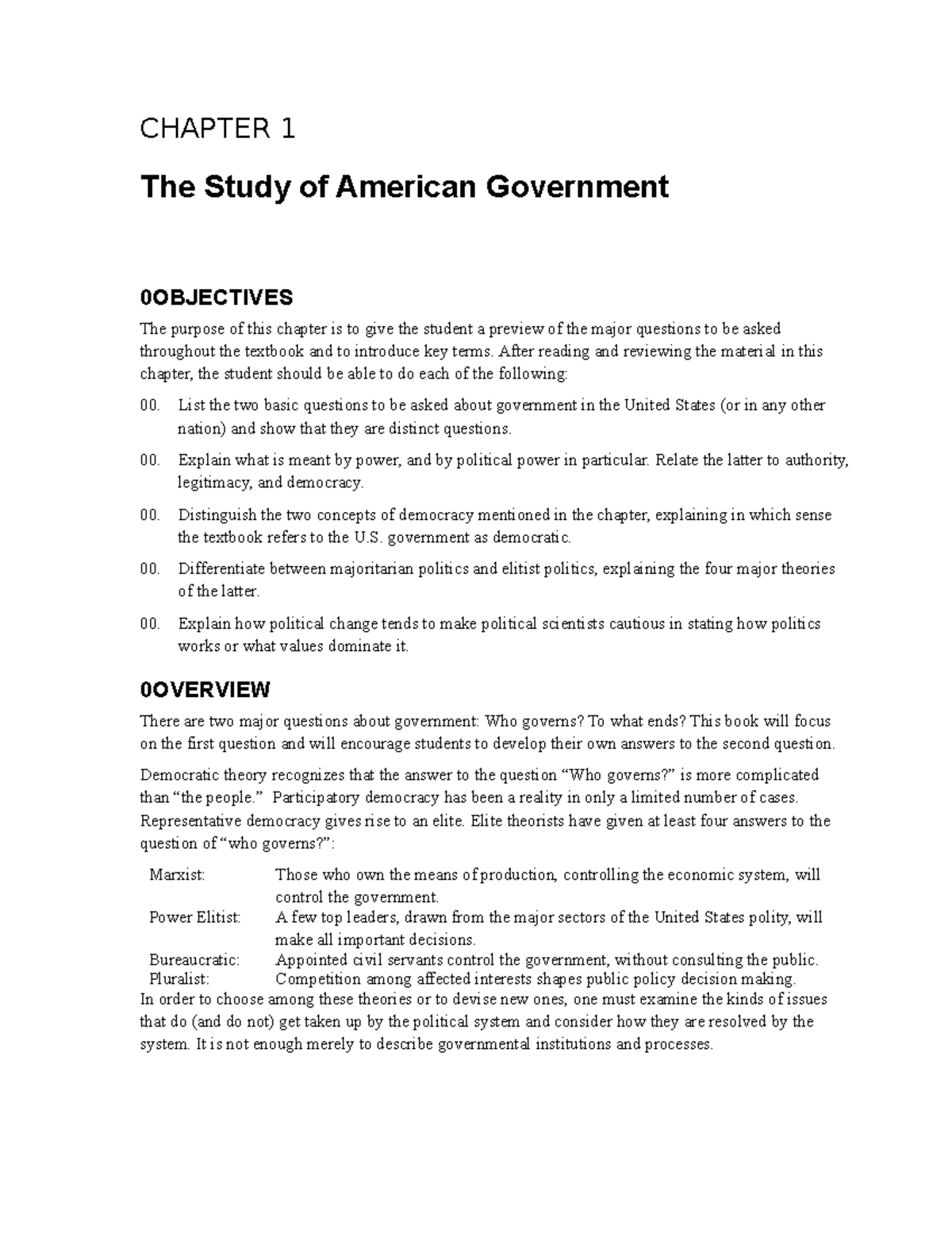 Chapter 1 Summary - CHAPTER 1 The Study Of American Government ...