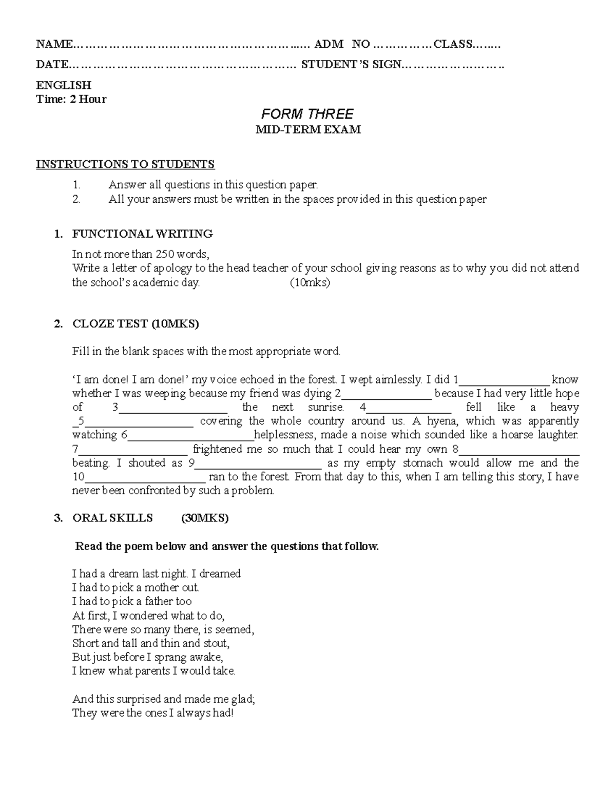 ENG F3 - NAME ...