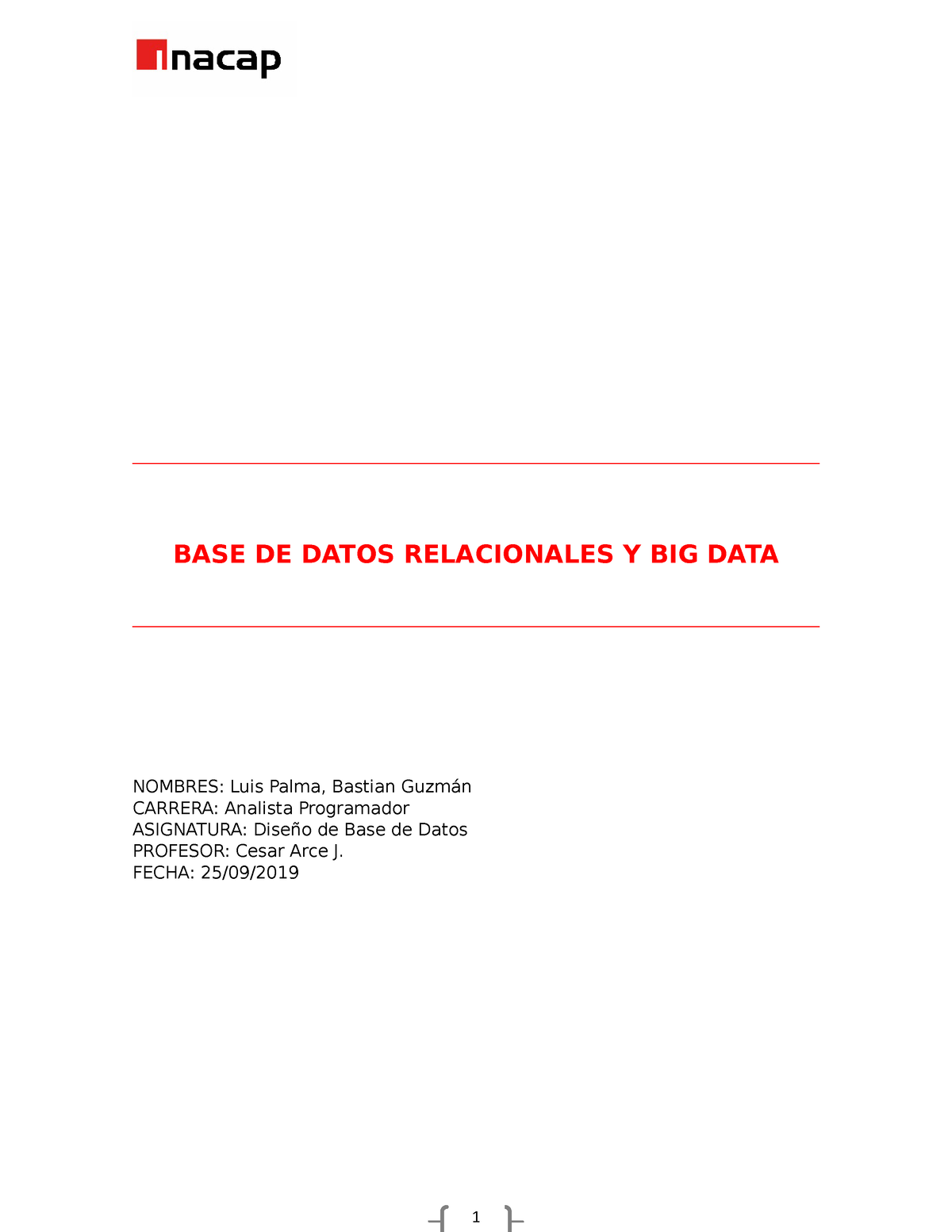 Base De Datos Relacionales Y Big Data - BASE DE DATOS RELACIONALES Y ...