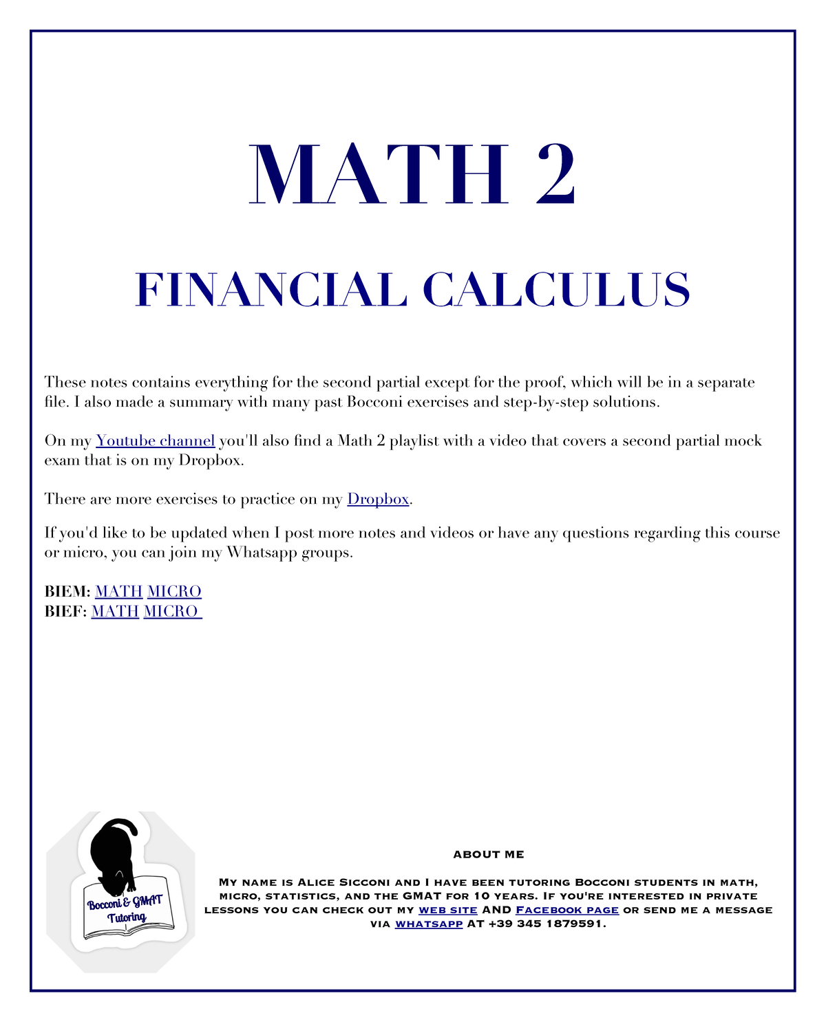 Finance Calculus