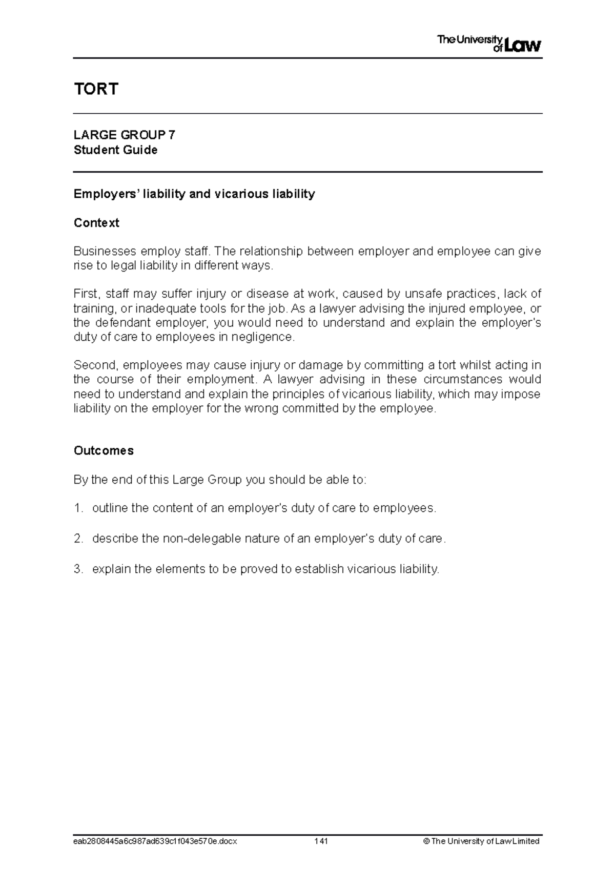 Lg7 - student guide lg 7 tort - TORT LARGE GROUP 7 Student Guide ...