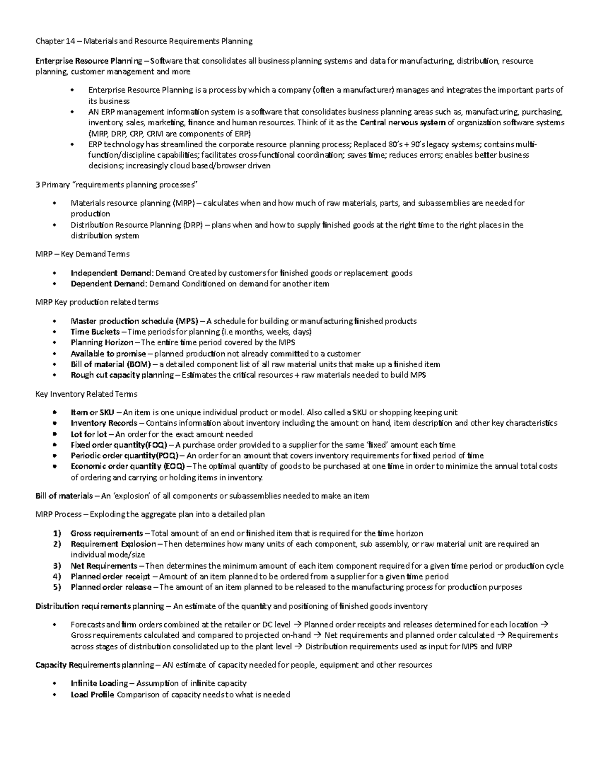 Test 2 complete notes - Chapter 14 – Materials and Resource ...