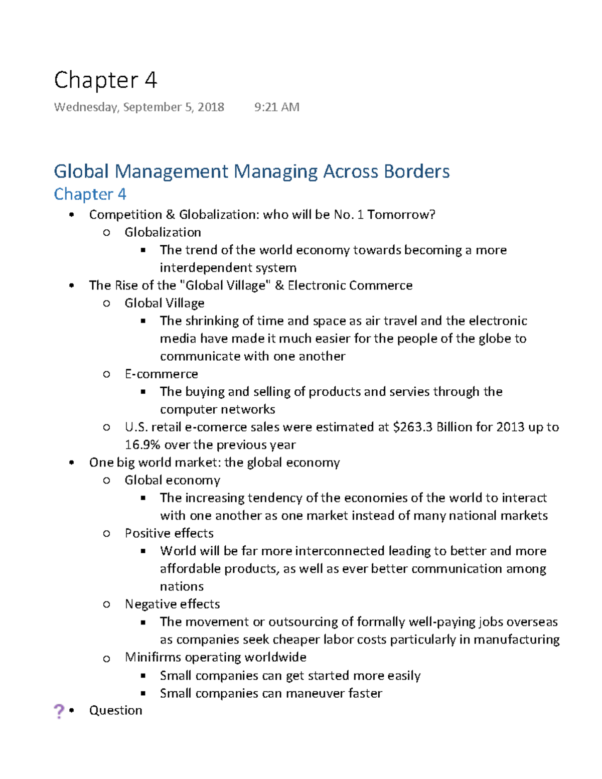 MAN3025 Chapter 4 - Lecture notes 4 - Chapter 4 Wednesday, September 5 ...