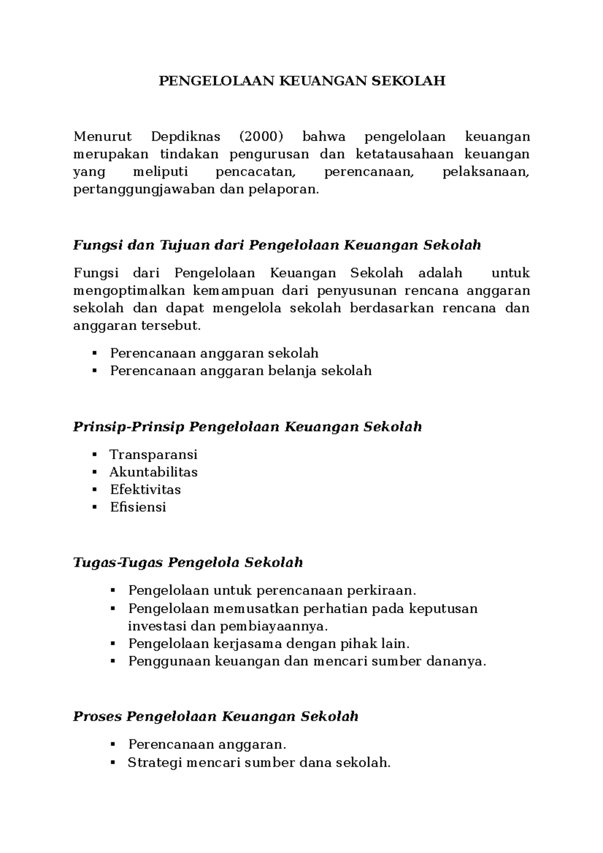 Pengelolaan Keuangan Sekolah - PENGELOLAAN KEUANGAN SEKOLAH Menurut ...