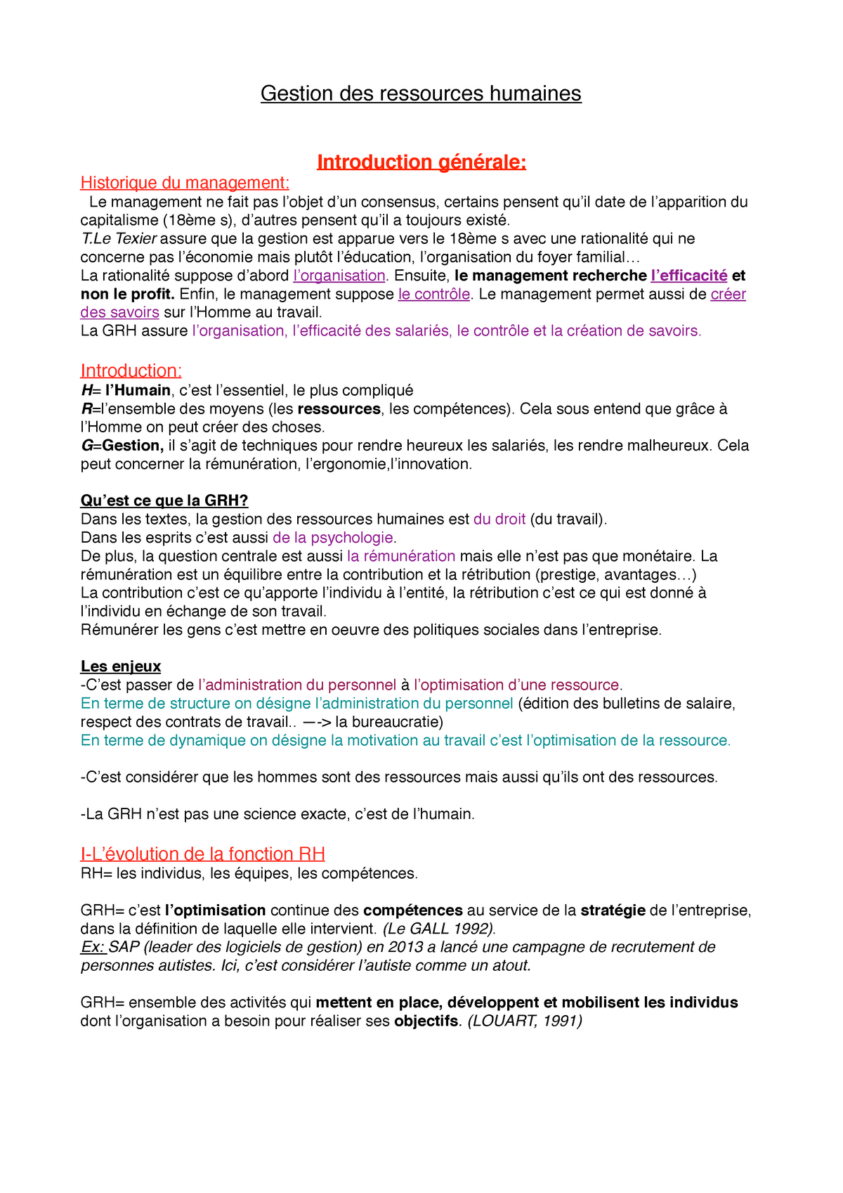 GRH Pdf - Notes De Cours Tous Les Cours L2 S3 - Gestion Des Ressources ...