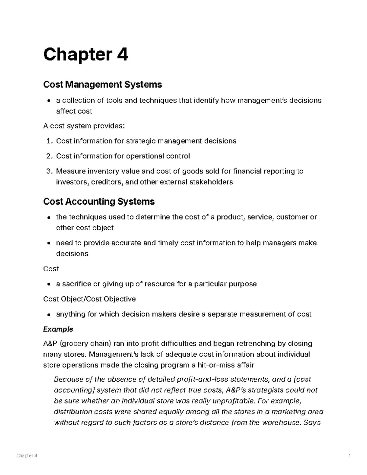 A60133 c1-a0b4-4561-aac9-69ba5422f507 Chapter 4 - Chapter 4 Cost ...