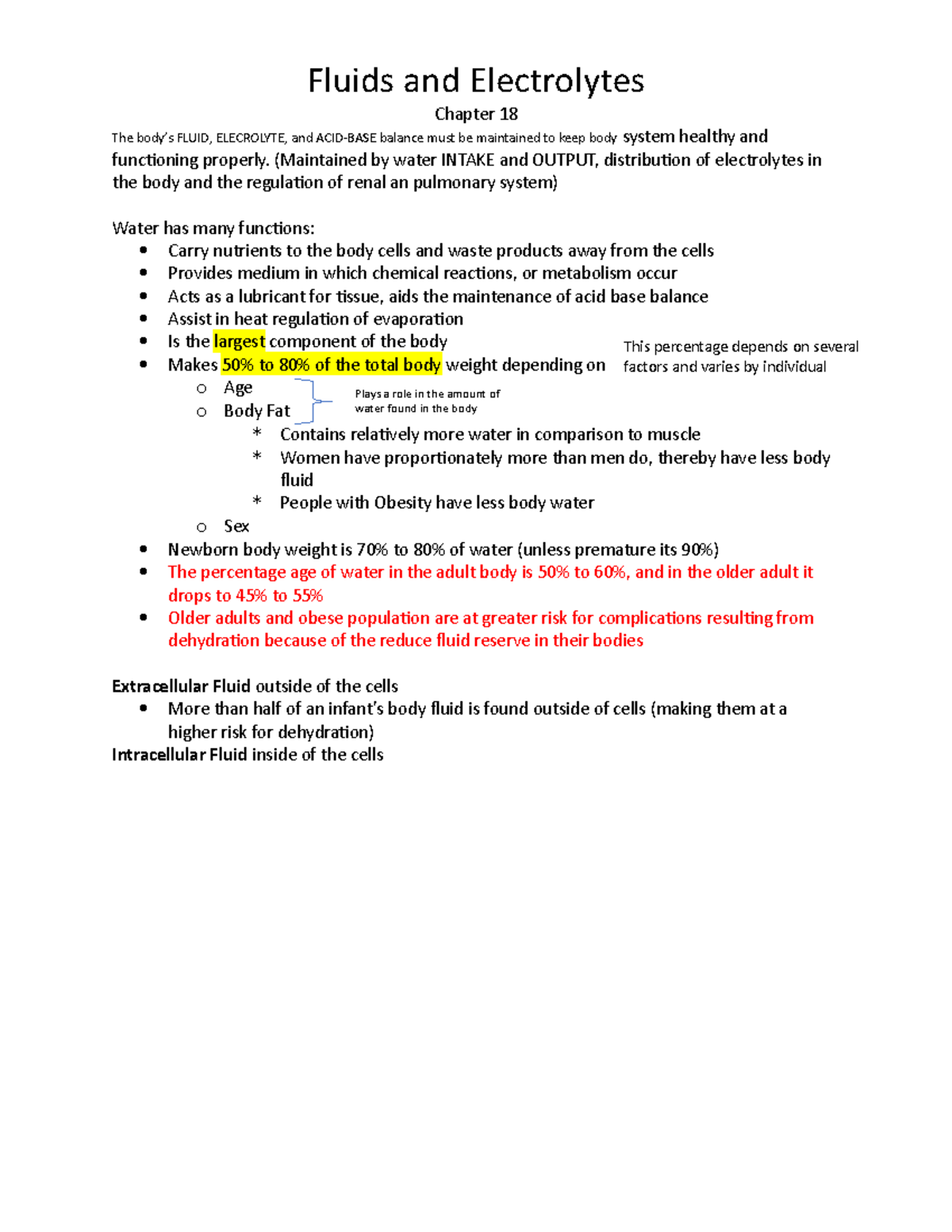 The Body - Pdf - Fluids And Electrolytes Chapter 18 The Body’s FLUID ...