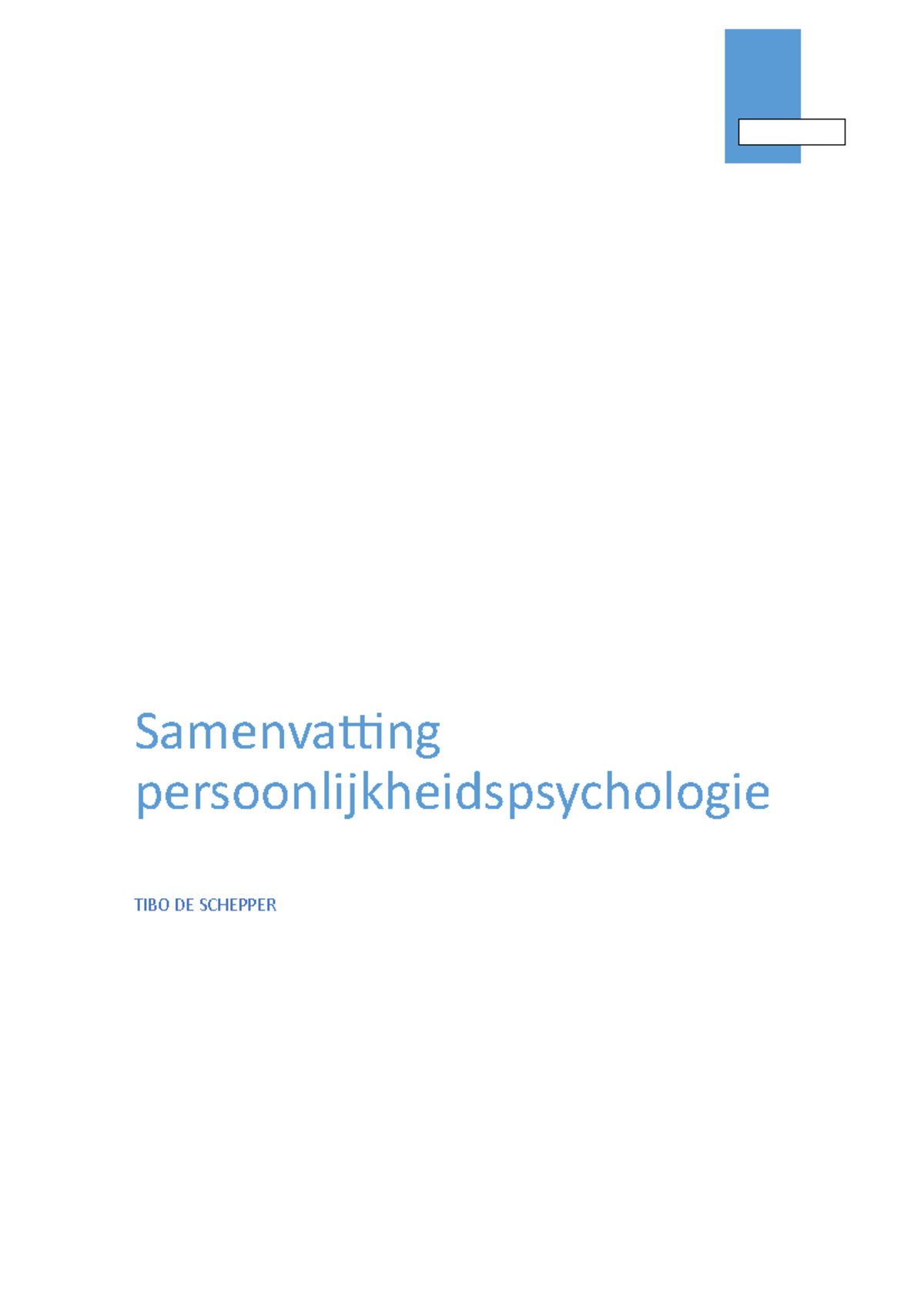 Samenvatting Persoonlijkheidspsychologie Cursus - Samenvatting ...