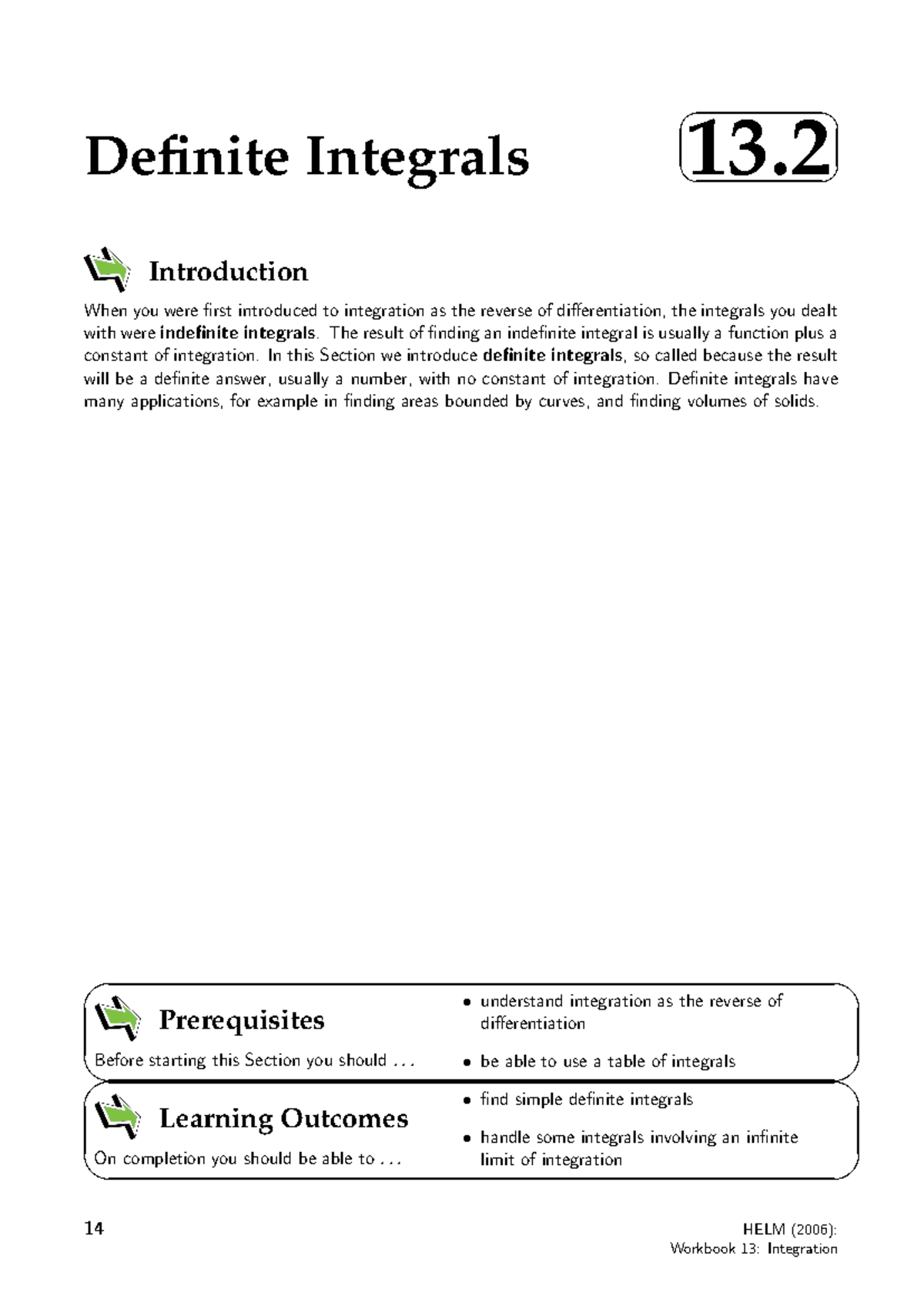 13 2 definite integrals - Definite Integrals 13 Introduction When you ...