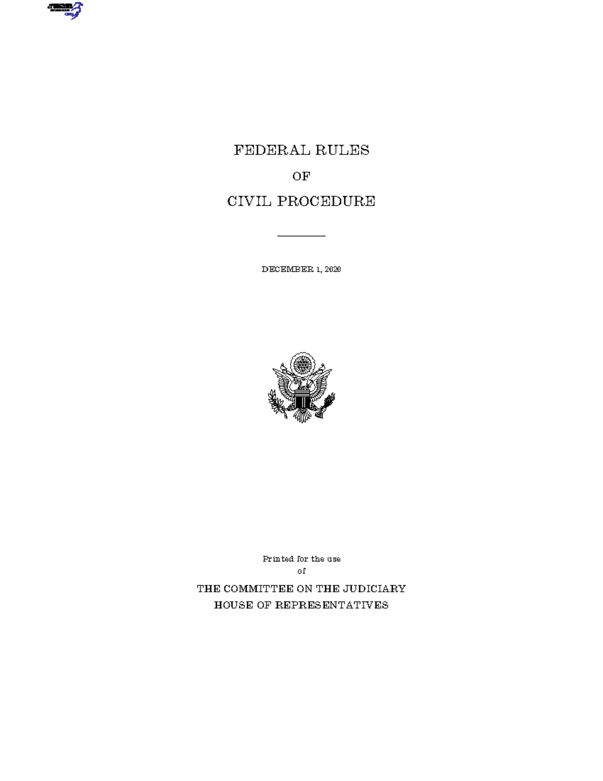 Federal rules of civil procedure december 2020 0 FEDERAL RULES OF CIVIL PROCEDURE DECEMBER 1
