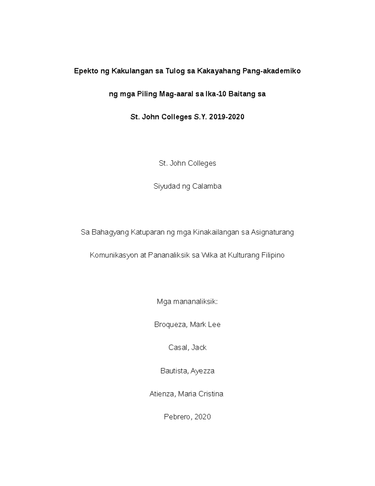 Konklusyon two two - Psychology - University of the Philippines - Studocu