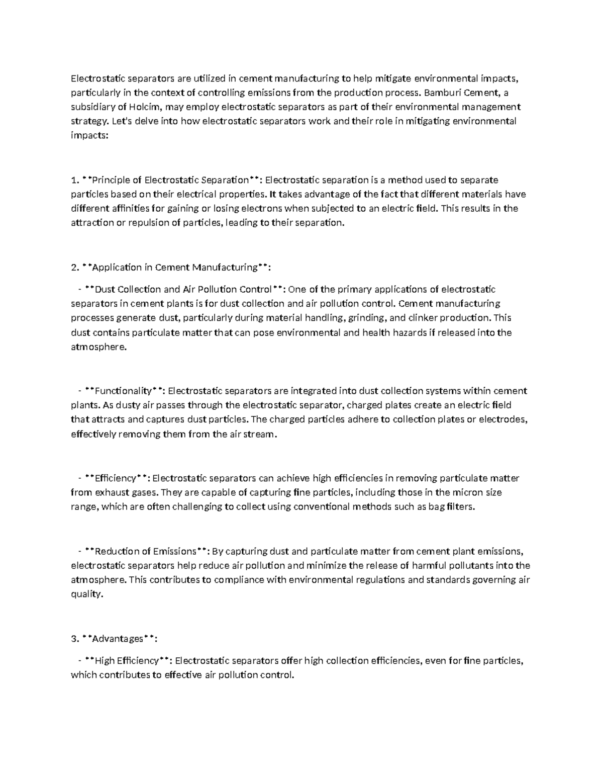 Environmental Impacts of Cement - Electrostatic separators are utilized ...