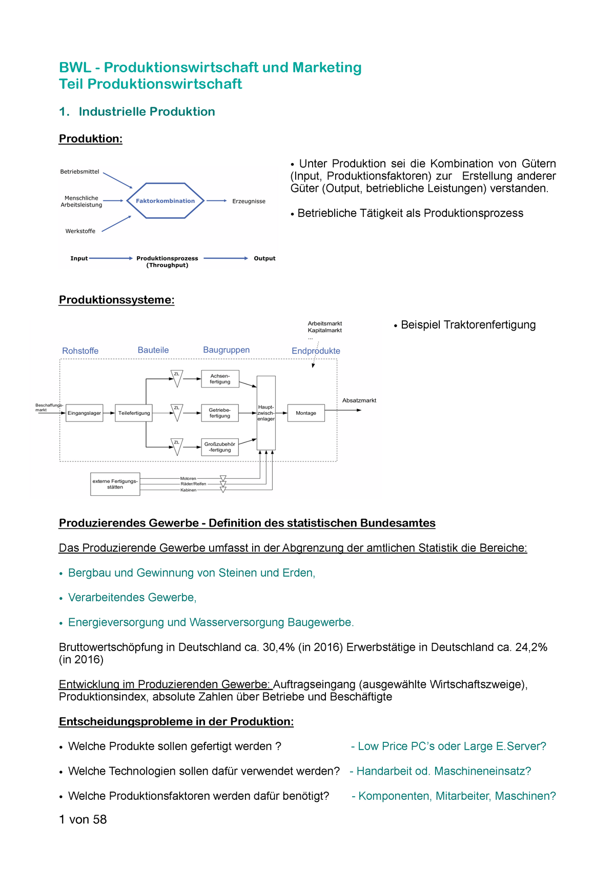 BWL - Produktionswirtschaft Komplett - BWL Produktionswirtschaft Und ...