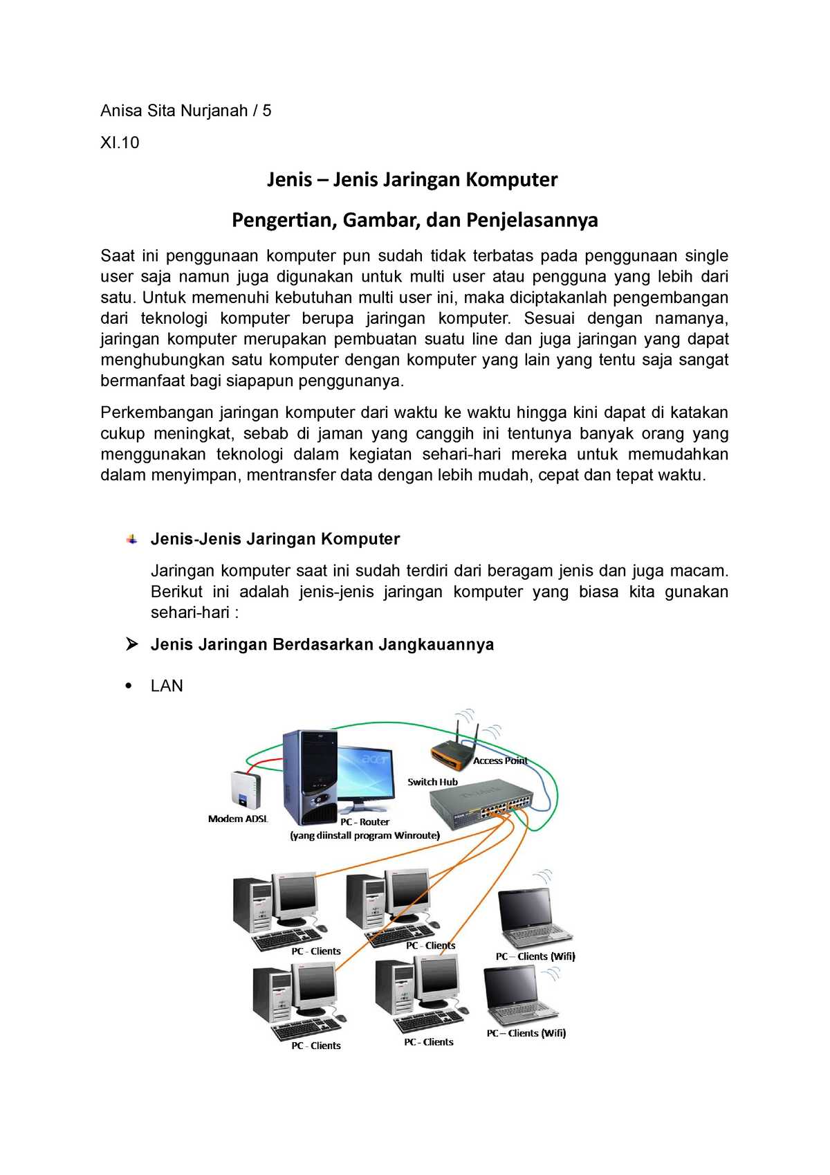 TIK Jaringan Computer - Jjnnnnnnnnnnn - Anisa Sita Nurjanah / 5 XI ...