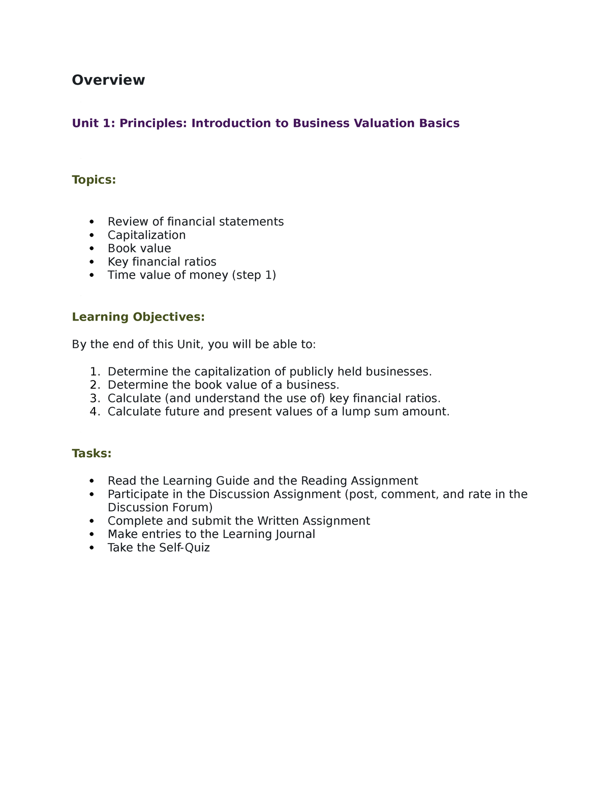 Unit 1 Overview - Overview Unit 1: Principles: Introduction To Business ...