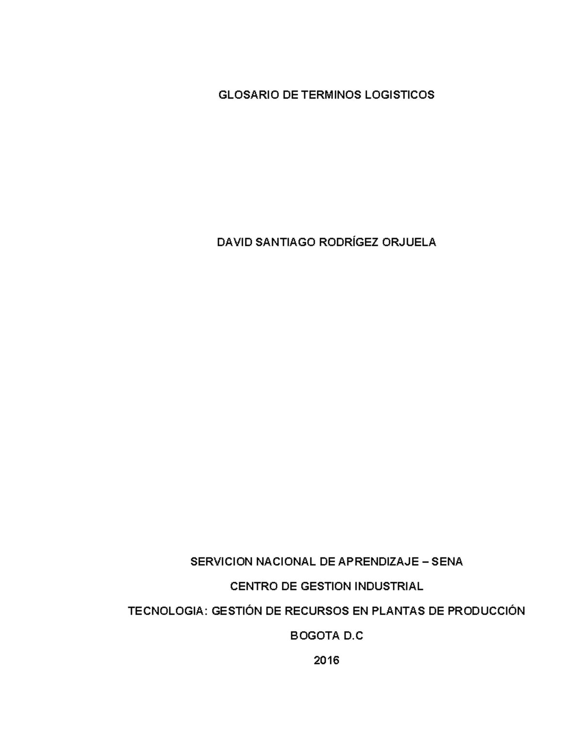Glosario DE Terminos Logisticos David SA - GLOSARIO DE TERMINOS ...