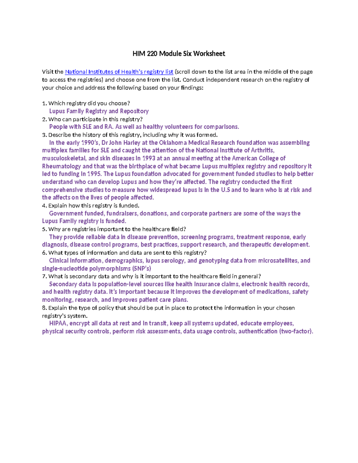 HIM 220 Module Six Worksheet - HIM 220 Module Six Worksheet Visit the ...