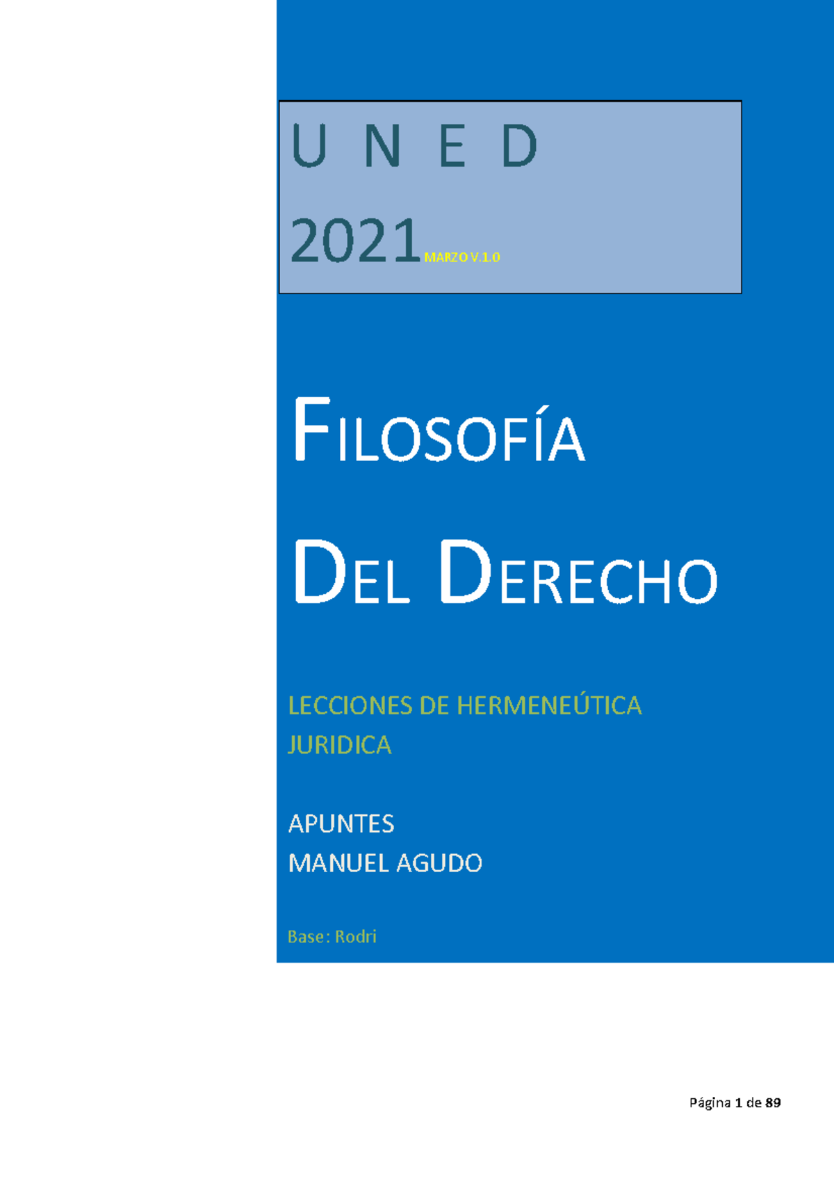 Apuntes Filosofía Del Derecho Manuel Agudo U N E D 2021 Marzo V FilosofÍa Del Derecho 3849