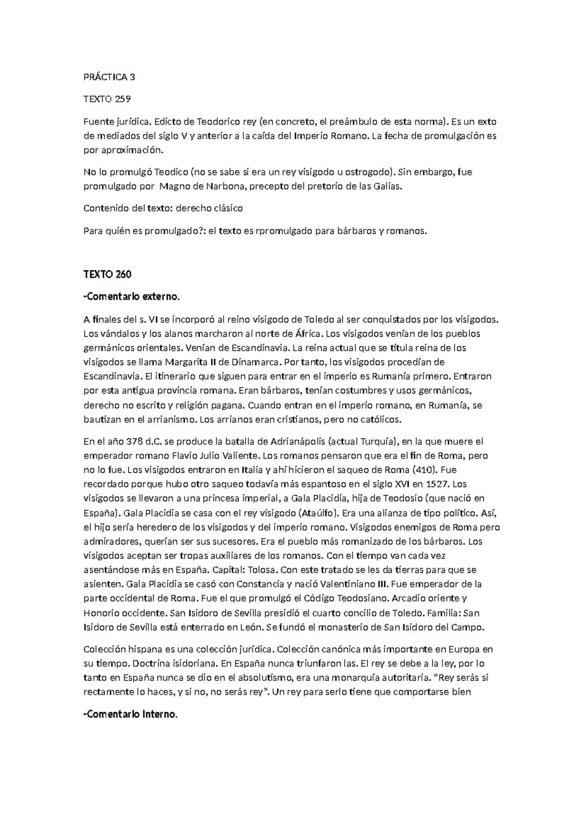 Práctica 3 - PERACTICA - PRÁCTICA 3 TEXTO 259 Fuente jurídica. Edicto ...