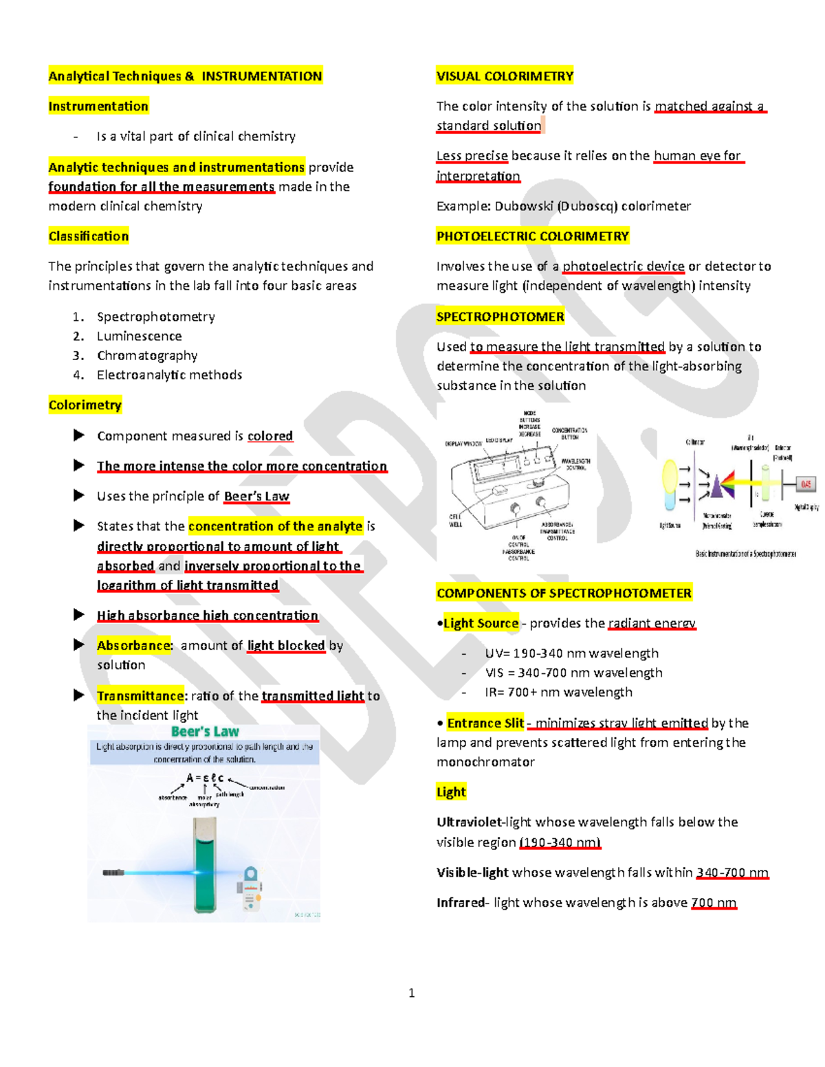 CC LEC Clinical Chemistry Analytical Techniques & INSTRUMENTATION
