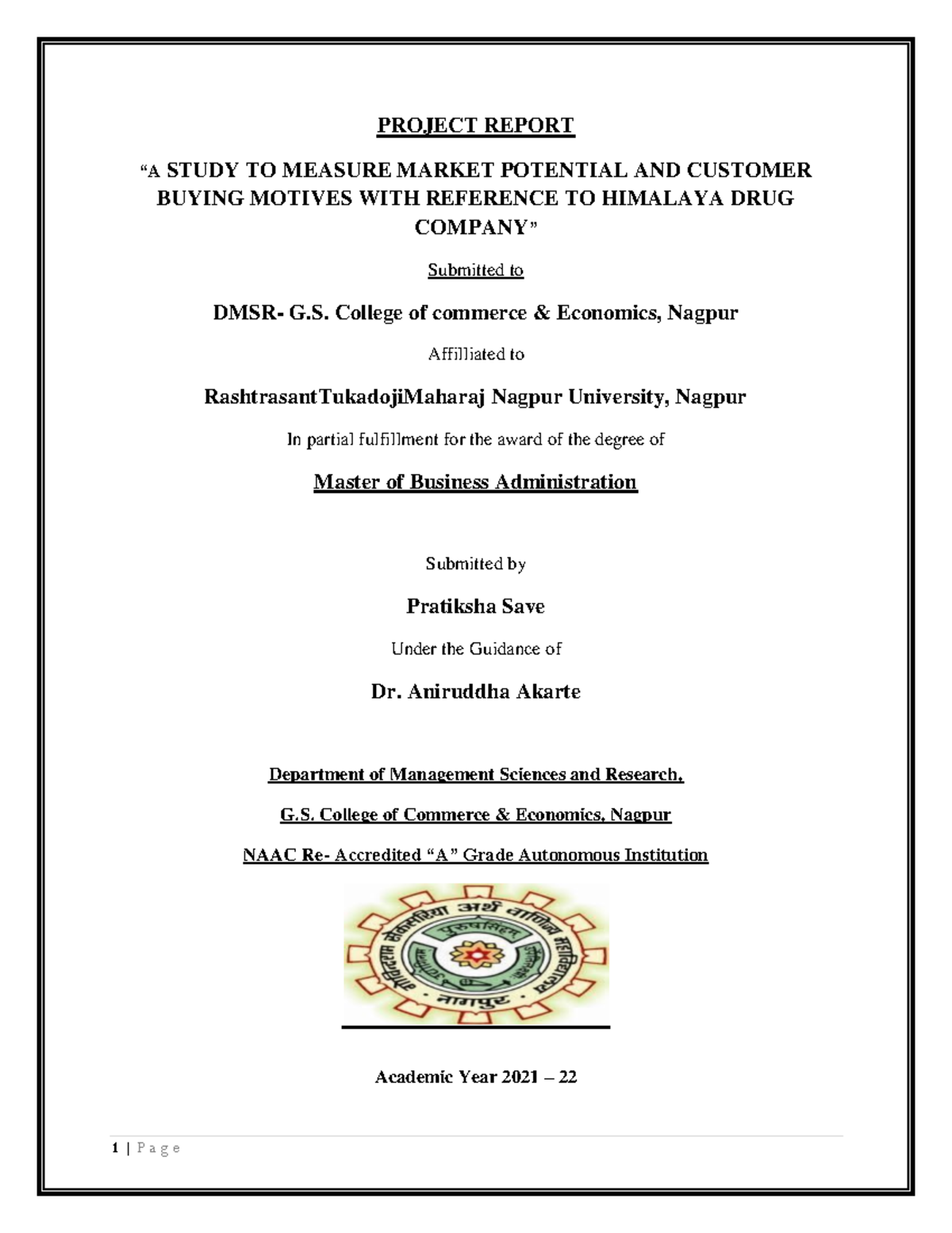 41 - Marketing management of MBA - PROJECT REPORT “A STUDY TO MEASURE ...