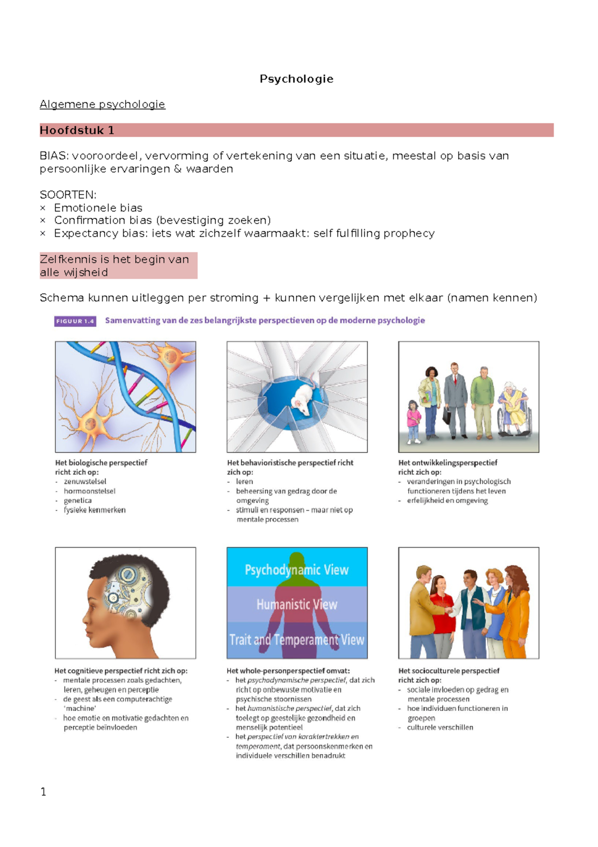 Psychologie - Psychologie Algemene Psychologie Hoofdstuk 1 BIAS ...