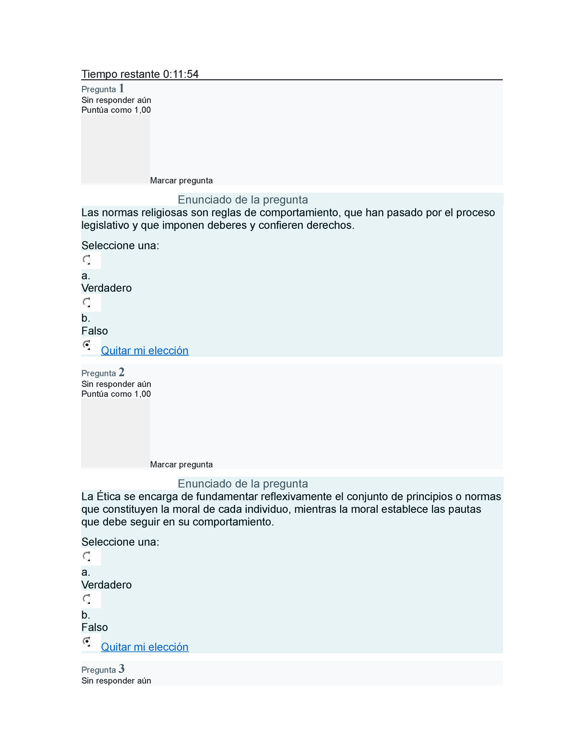 Evacion De Etica Evaluacion Tiempo Restante Pregunta Sin Responder A N Punt A Como