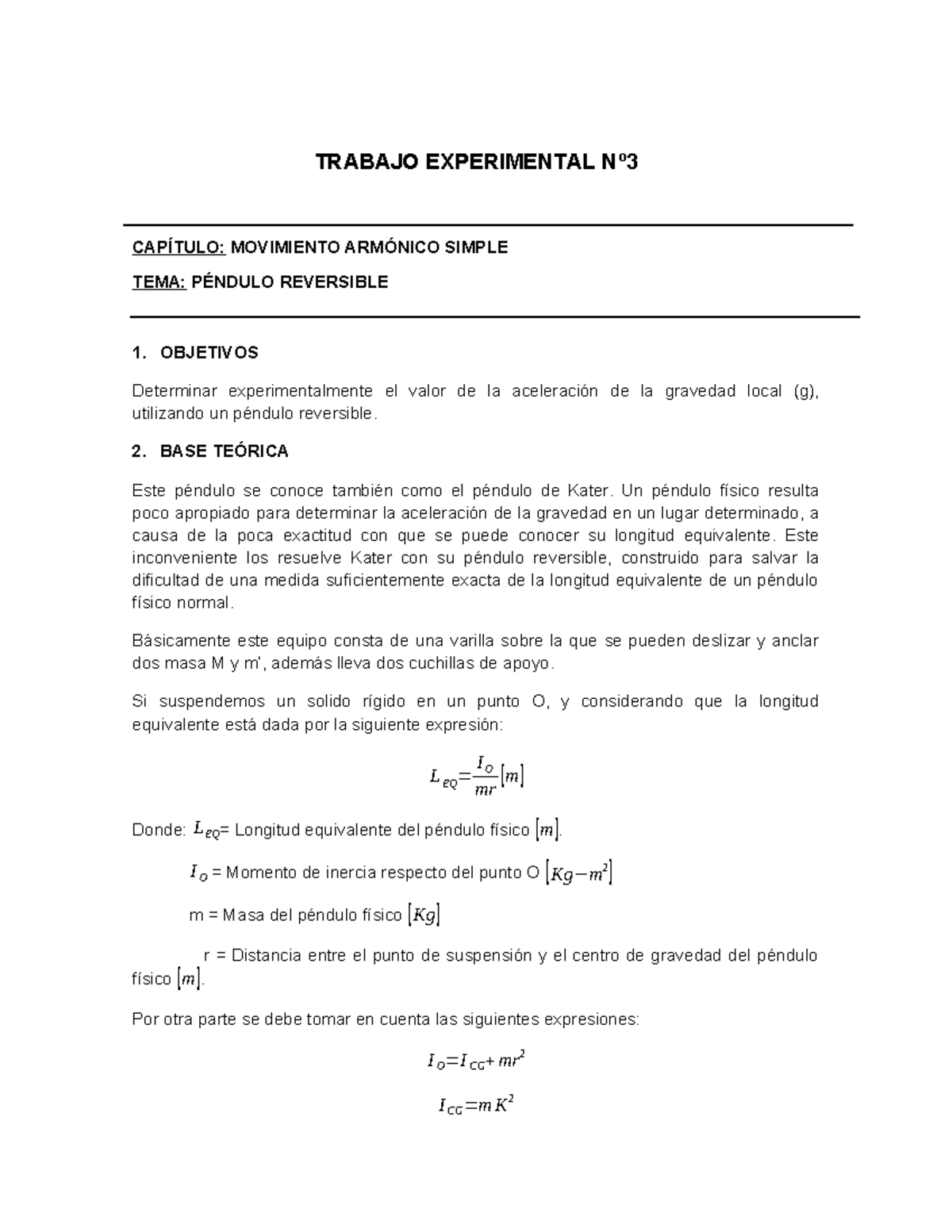 trabajo experimental definicion