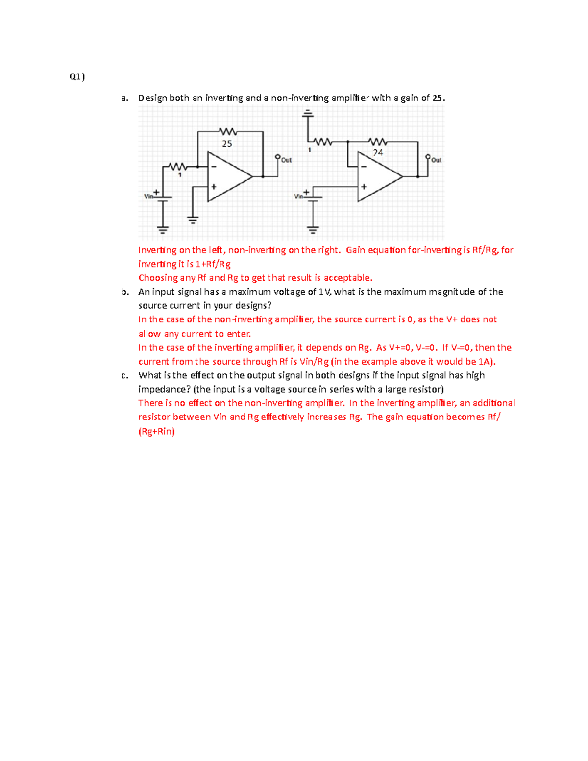 Question set 3 AK - homework - Q1) a. Design both an inverting and a ...