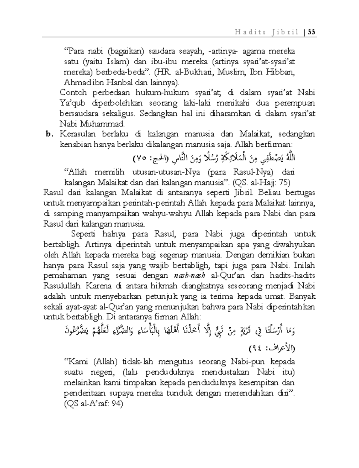 Tugas Agama Hadist Jibril-67 - H A D I T S J I B R I L | 55 “Para Nabi ...