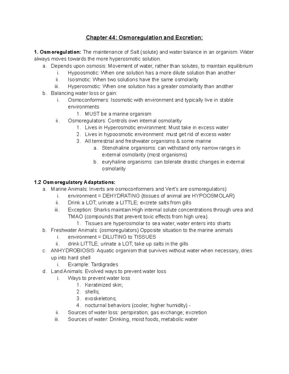 Gilbertson's Biology Chapter 44 Study Guide Chapter 44
