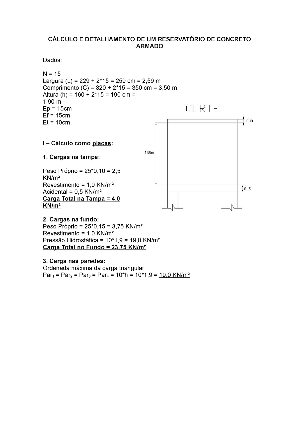 Trab. Concreto B Reservatório - CÁLCULO E DETALHAMENTO DE UM ...