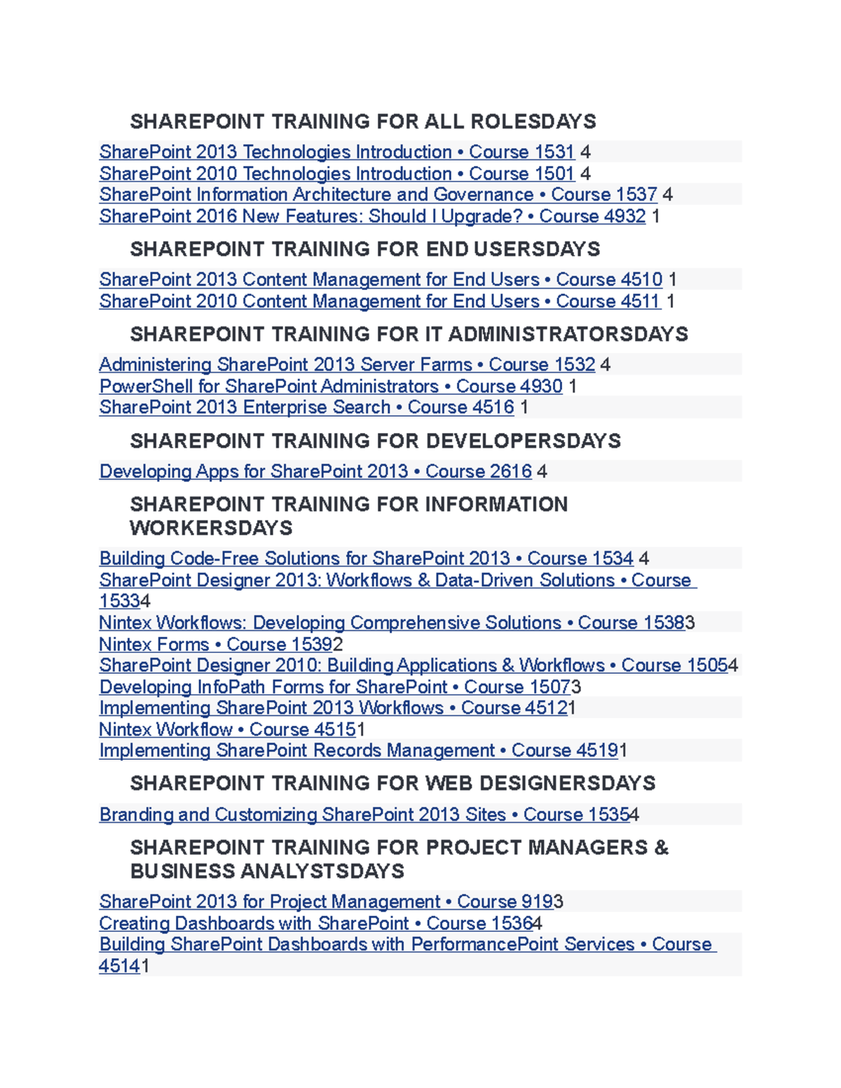 Sharepoint Training FOR ALL Rolesdays - SHAREPOINT TRAINING FOR ALL ...