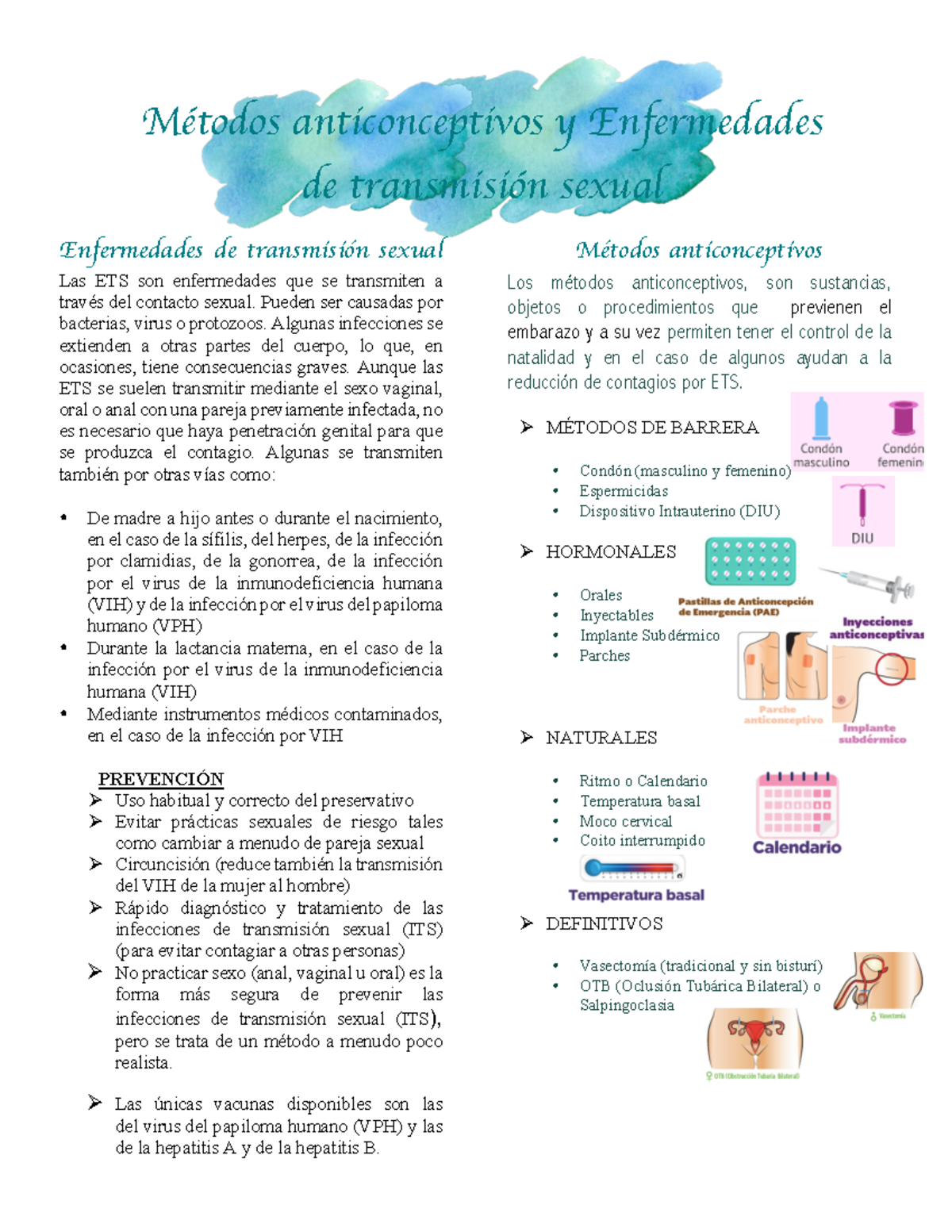 Métodos Antíconceptívos Métodos Anticonceptivos Y Enfermedades De