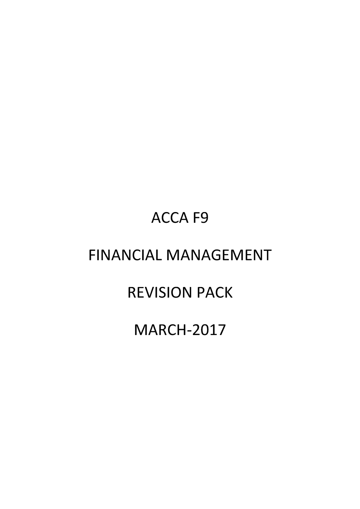 F9 ACCA summary + Revision notes 2017 - ACCA F FINANCIAL MANAGEMENT ...